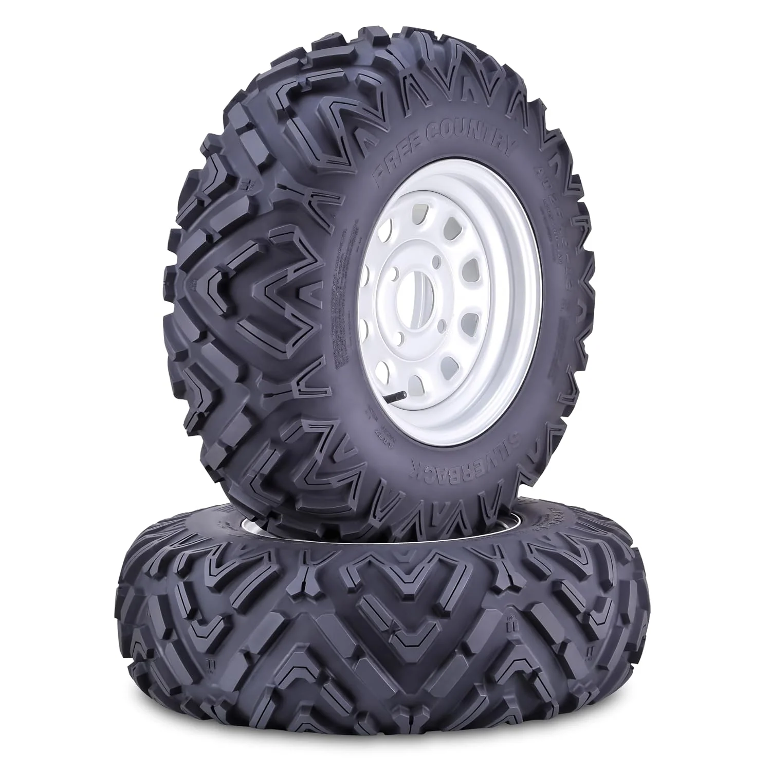 FREE COUNTRY ATV Tire & Wheel 25X8-12 6PR Silverback on 4x110 Silver Rim,S2