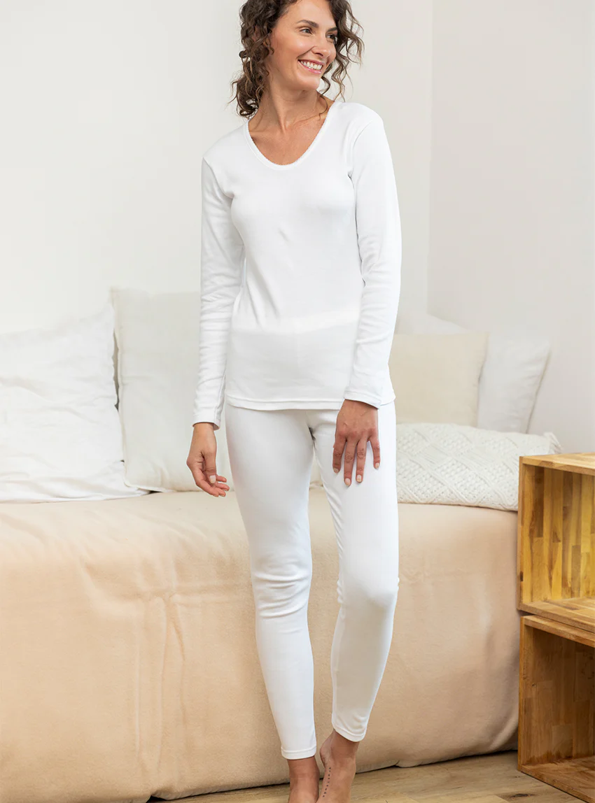 Caleçon long femme en coton blanc