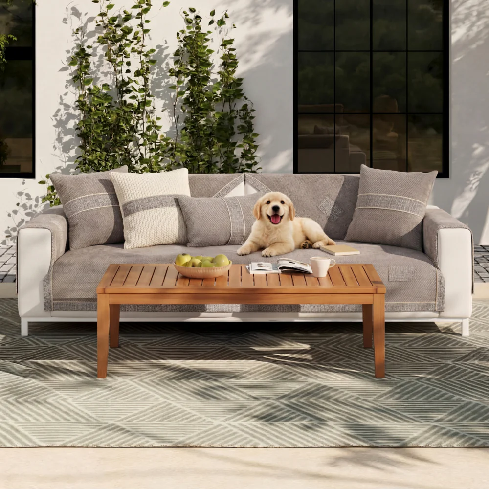 All-Season Modern Tweed Woven Chenille Anti-Slip Outdoor Couch Cover