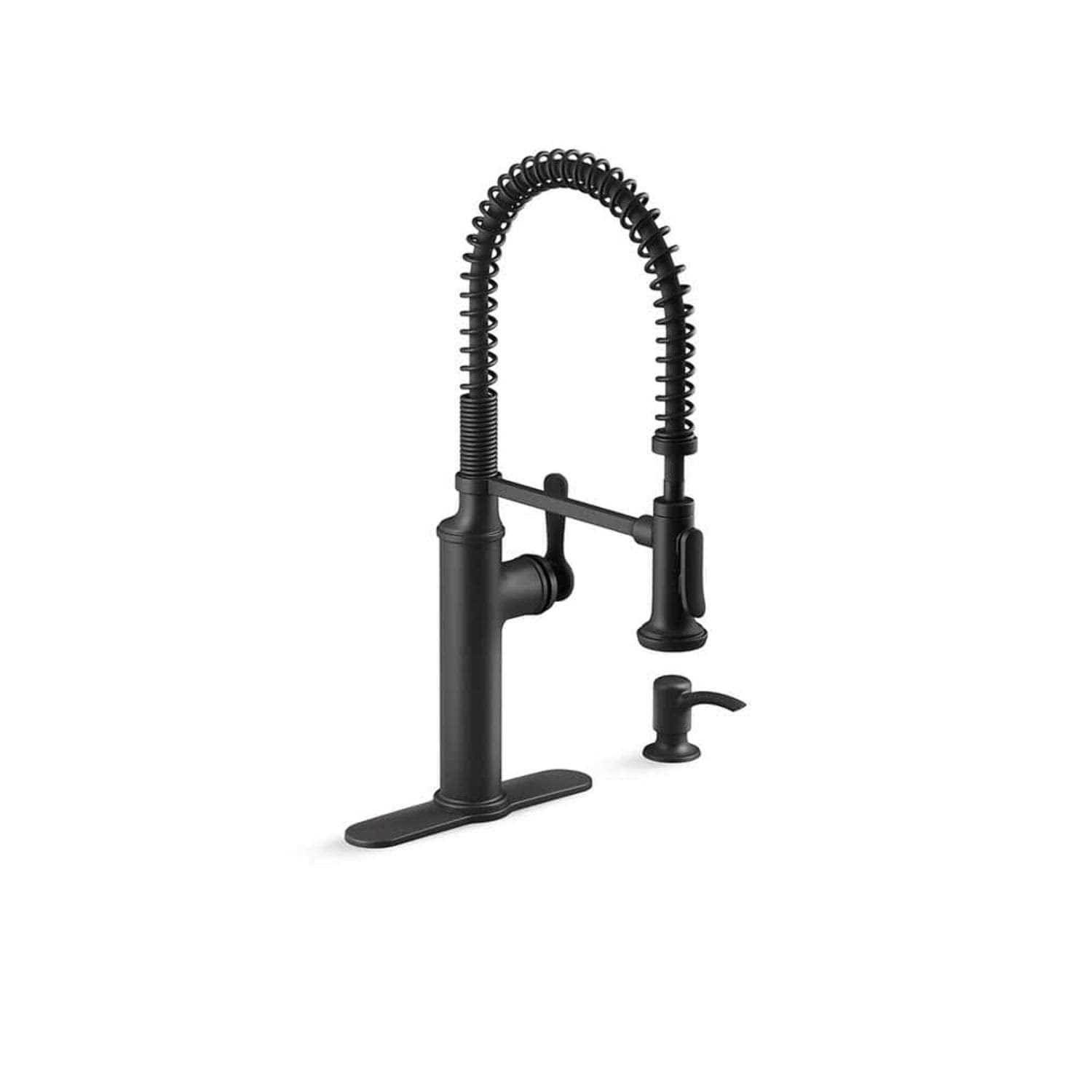 Kohler Sous Pro-Style Single Handle Pull Down Sprayer Kitchen Faucet in Matte Black