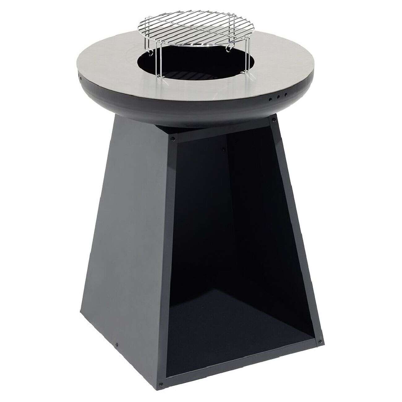 Barbecue brasero colonne Valparaiso plancha grill noir 50x50xH77,5cm