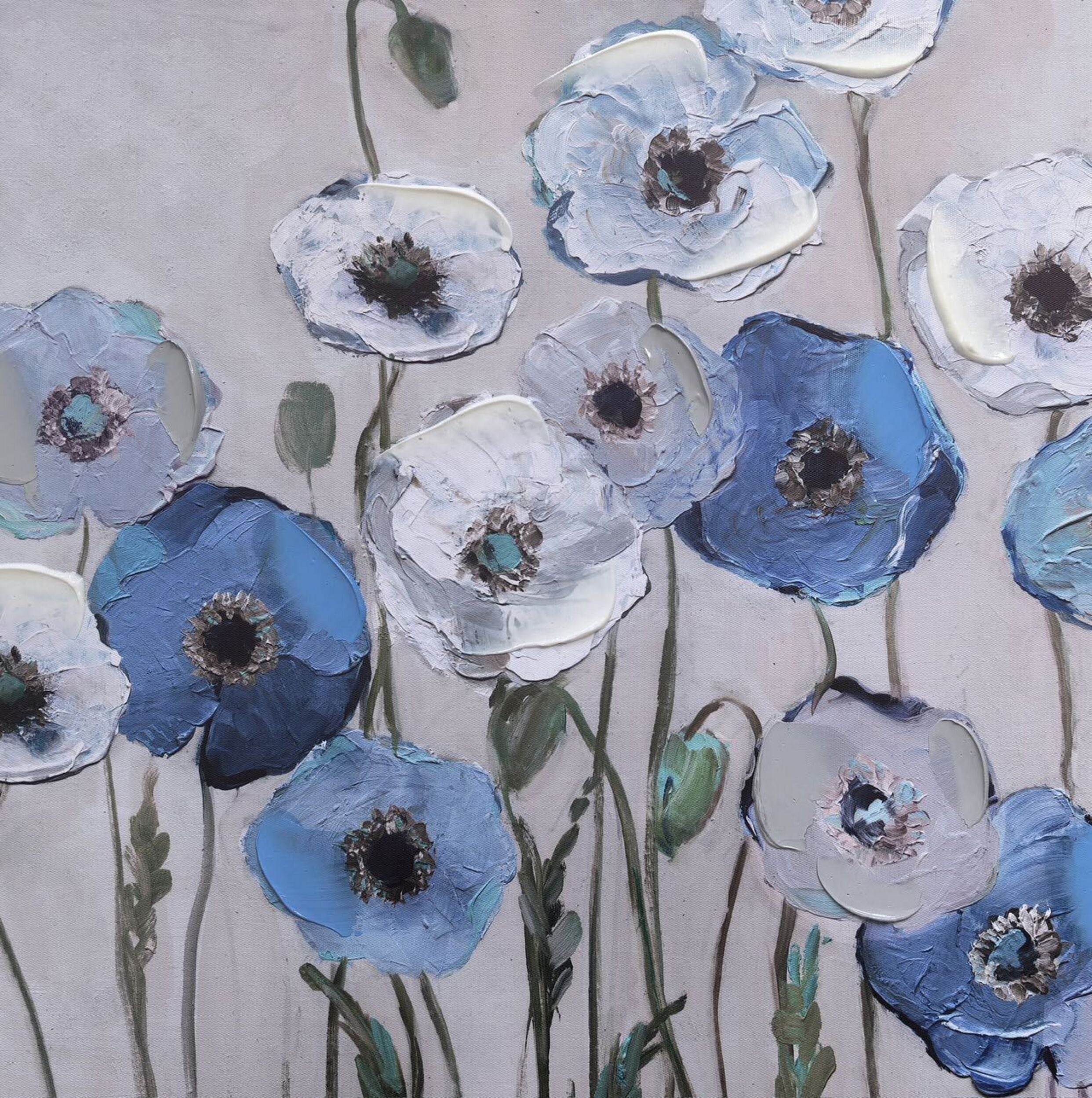 Whispering Poppies Framed Textured Print 100x50cm