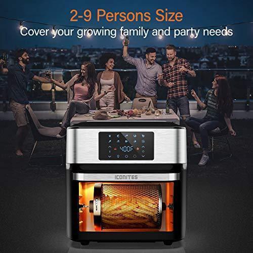 Four à air chaud 10 en 1, four grille-pain combiné de 20 pintes, grandes friteuses à air chaud de 1800 W, four grille-pain à convection avec déshydrateur à rôtisserie.