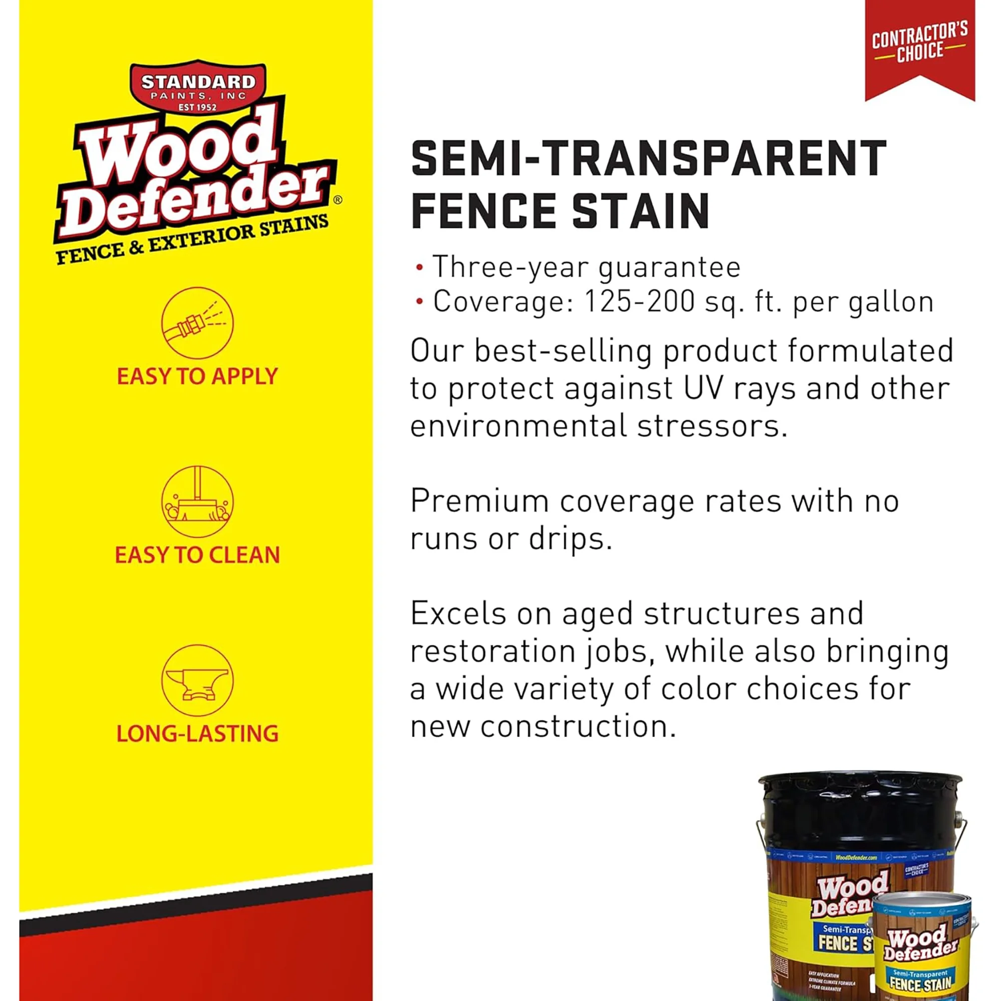 Wood Defender Semi - Transparent Fence Stain WRANGLER 5 - Gallon