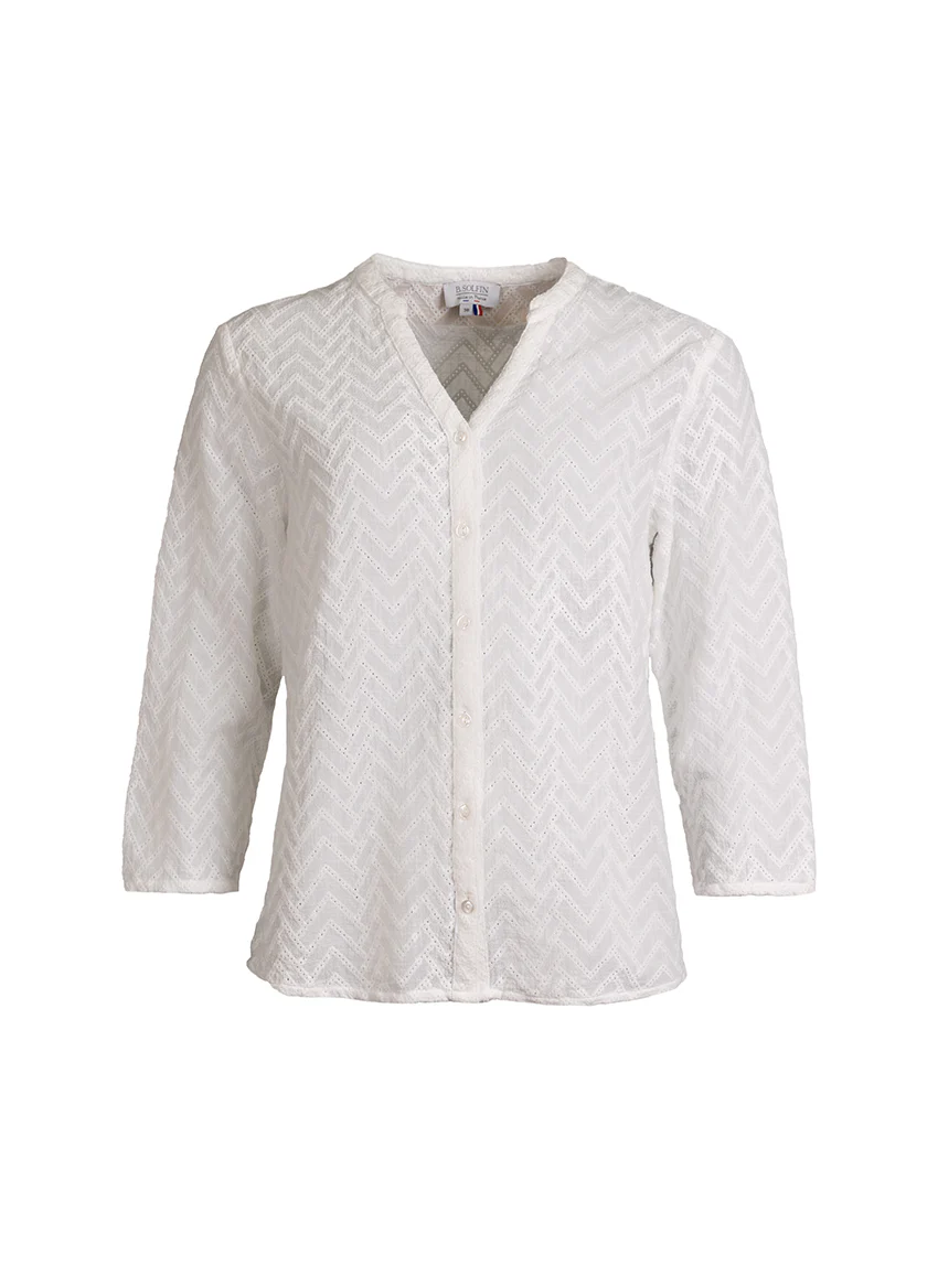 Chemisier femme en coton blanc naturel
