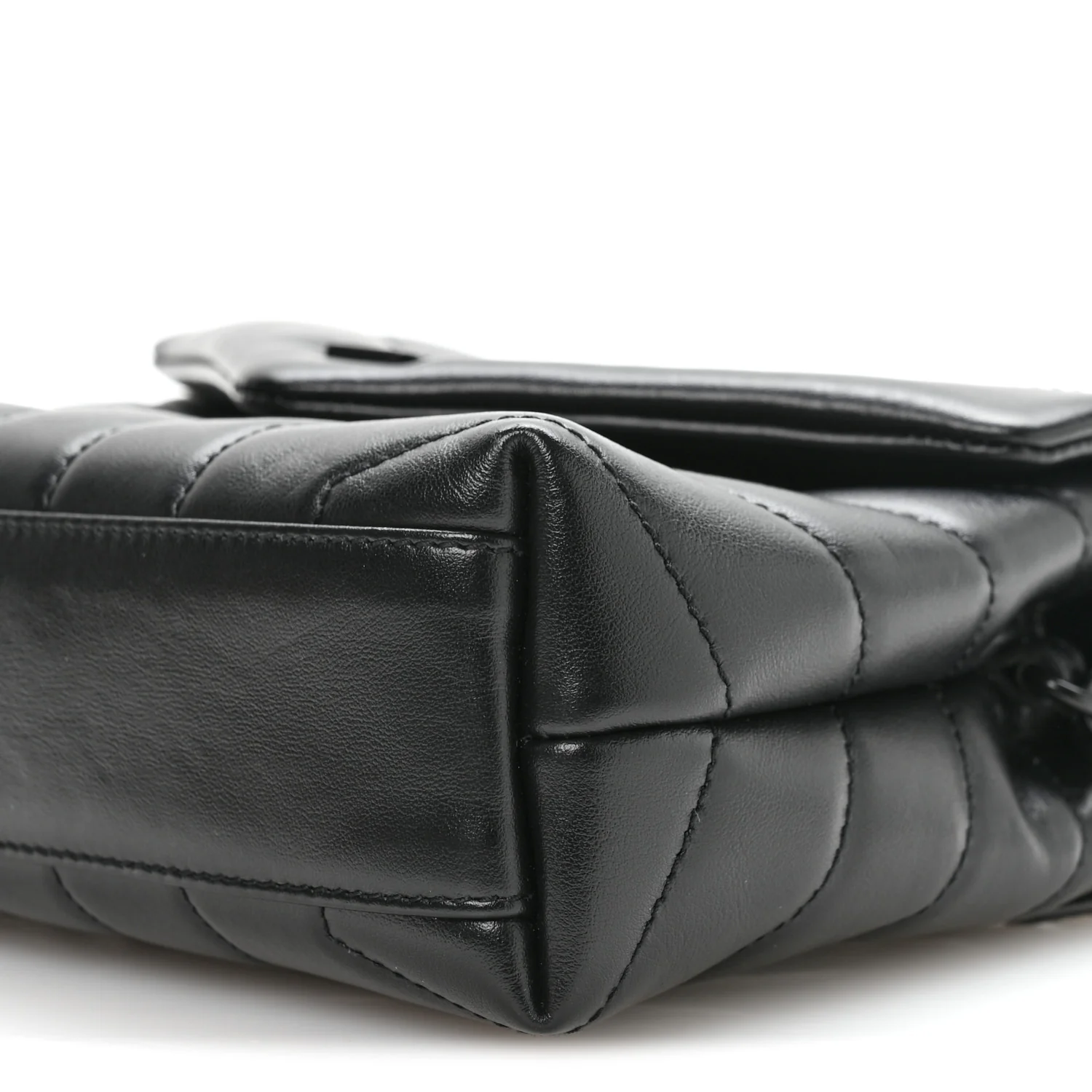 Calfskin Y Quilted Monogram Monochrome Toy Loulou Crossbody Bag Black
