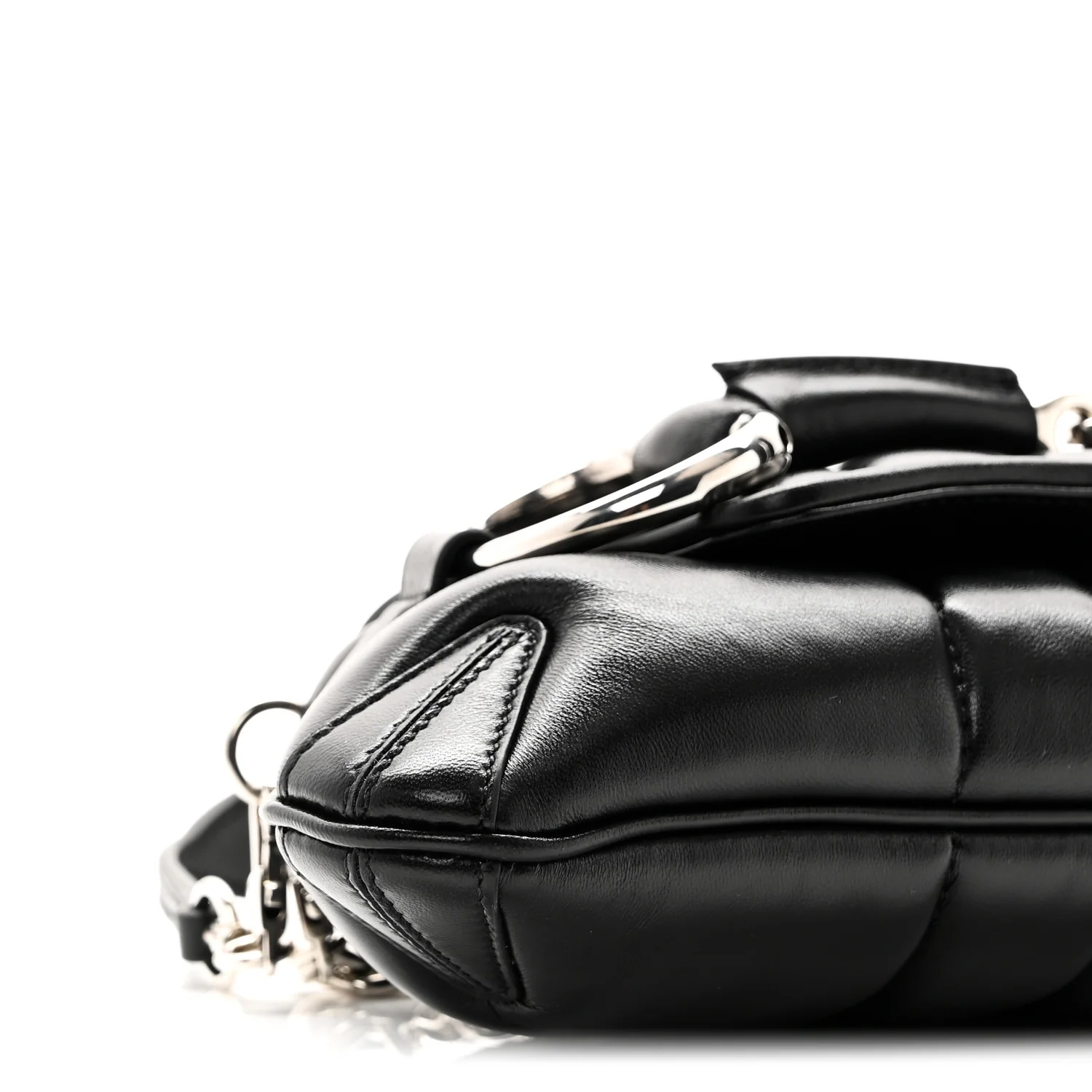 Nappa Vertical Matelasse Small Maxi Horsebit Chain Shoulder Bag Black