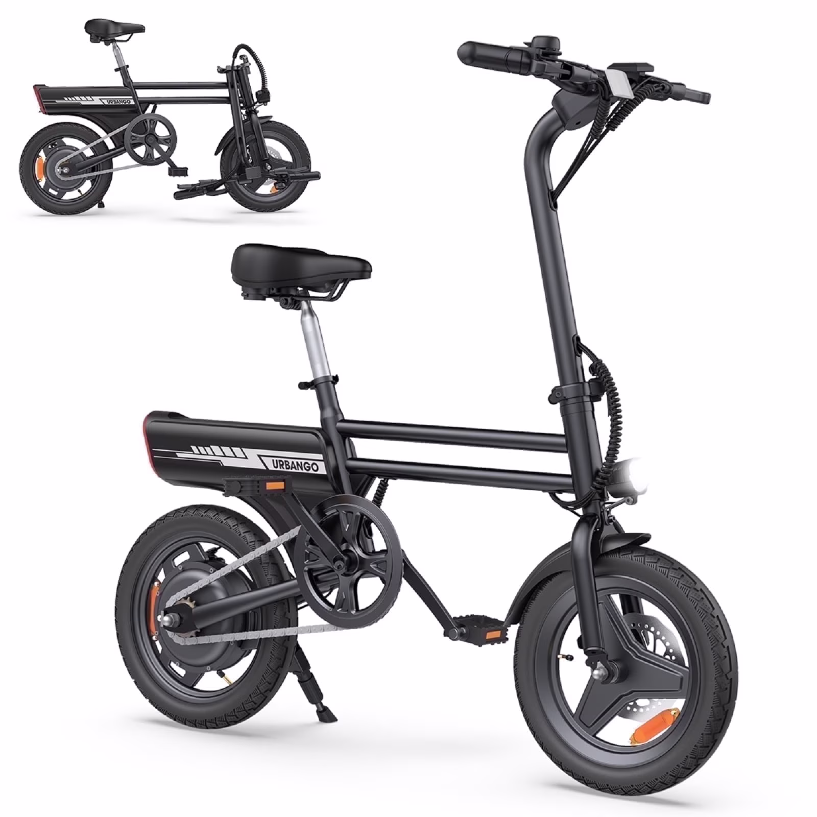 Electric Bike 14" Folding Ebike, 500W Peak Motor 40V/9.9AH Battery, Commuter City Ebike for Adults Teens, UL2849, Black