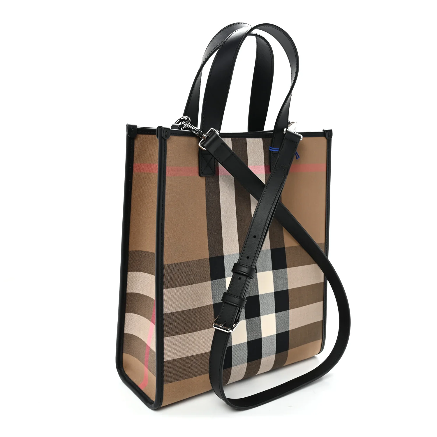 Calfskin House Check Small N/S Tote Black