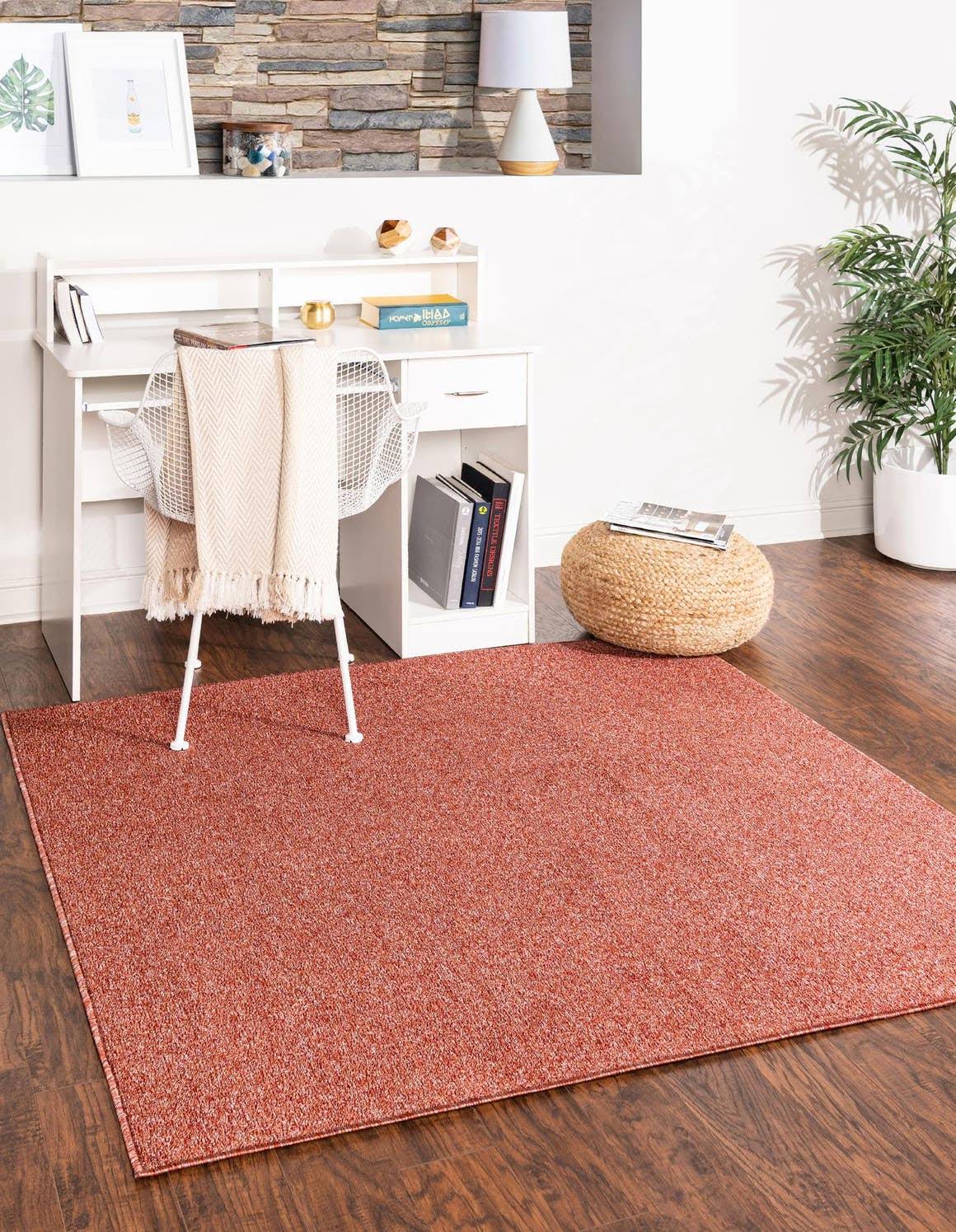 Everyday Solid 7 ft Square Orange Area Rug