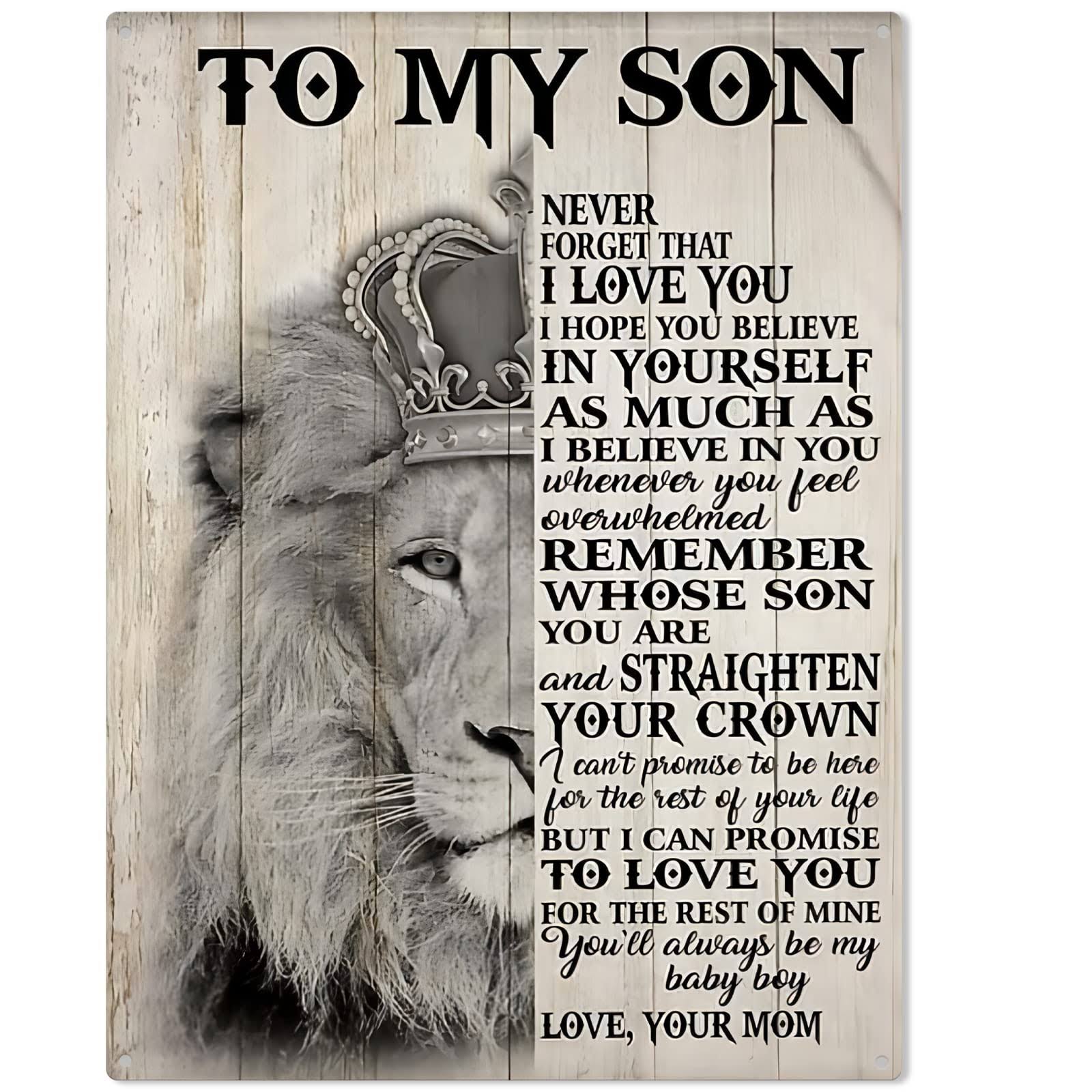 Plaques for Son Gift Decoration My Son Never Forget I Love You Be Love from Mom Metal Tin Sign 8x12 inch