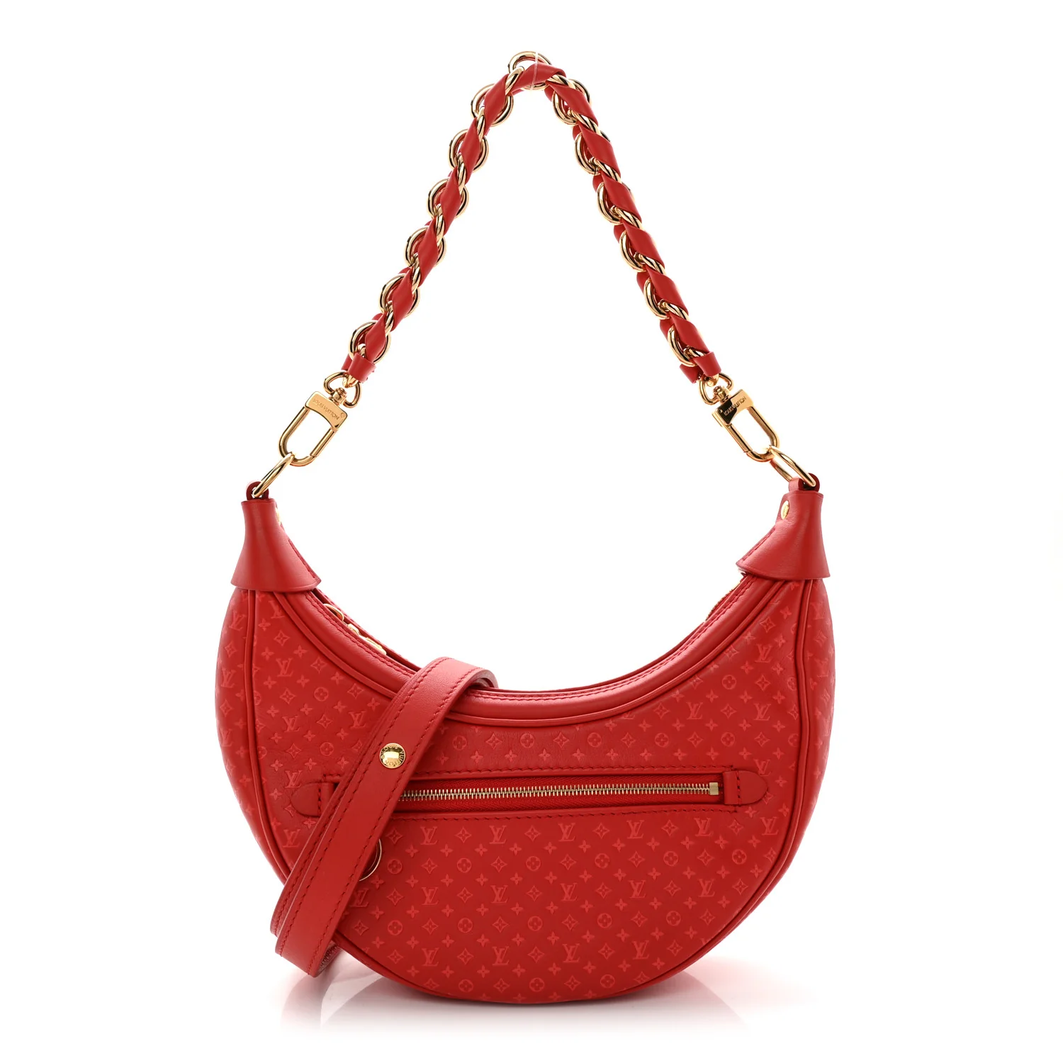 Calfskin Nanogram Embossed Loop PM Rouge
