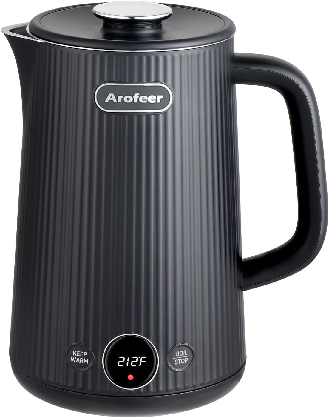 Arofeer ®   Electric Kettle with Temperature Control, 1.7L Stainless Steel Electric Tea Kettle with LED Display, 5 Presets, 4-Hour Keep Warm, Fast Boil Hot Water Kettle for Tea, Coffee & Oatmeal, Black