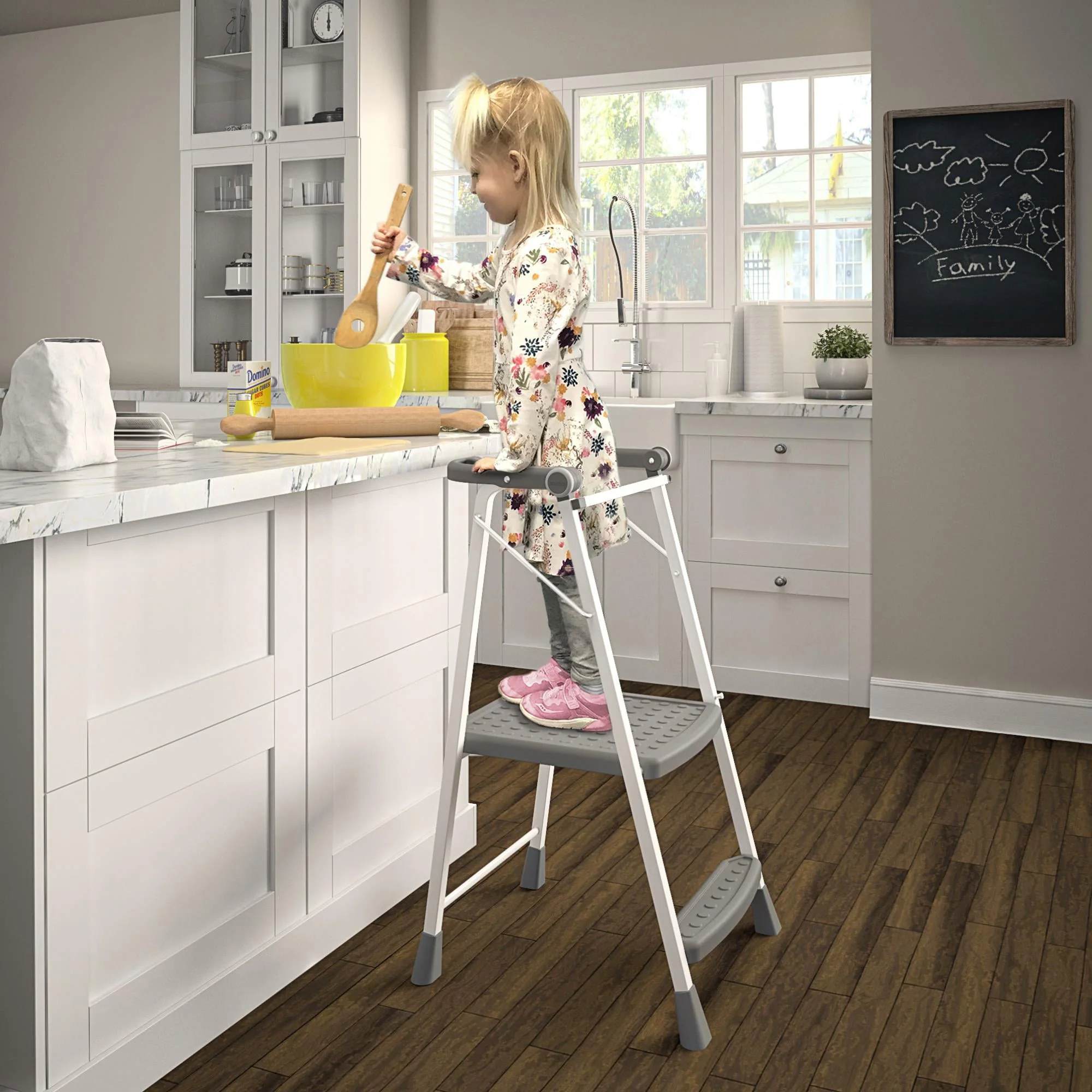 COSCO 2 - Step Kitchen Steppera? Adult Folding Step Stool, Kids Folding Helper (Steel/Resin)