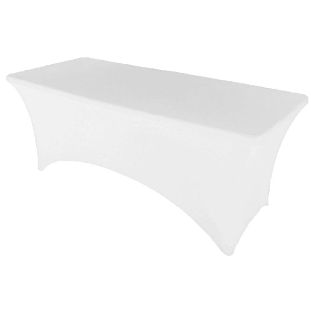 Gowinex White 6 ft Spandex Tablecloth Stretch Fitted Table Cover, Size: 6ft (30x72 Inches)