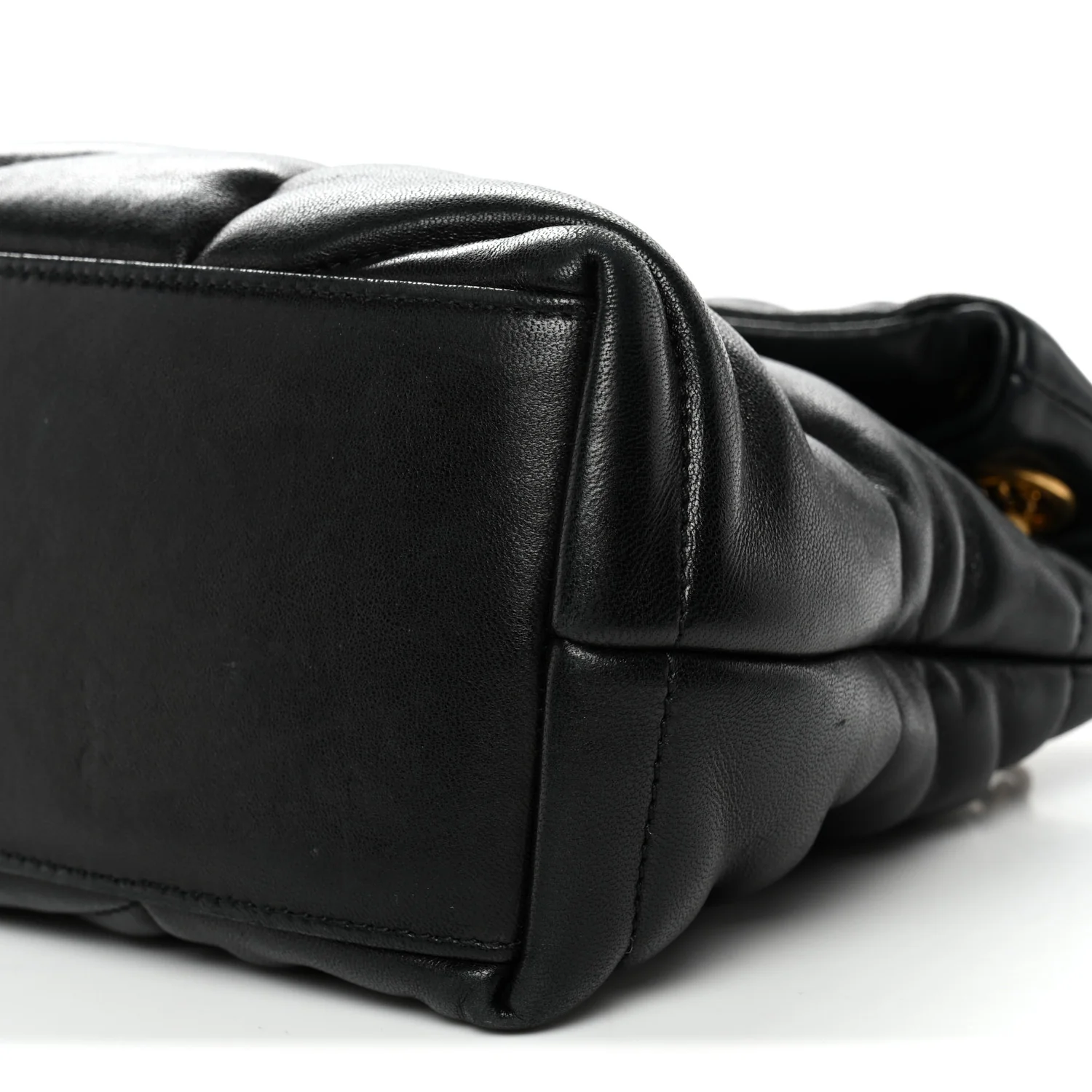 Lambskin Quilted Small Loulou Puffer Monogram Chain Satchel Black