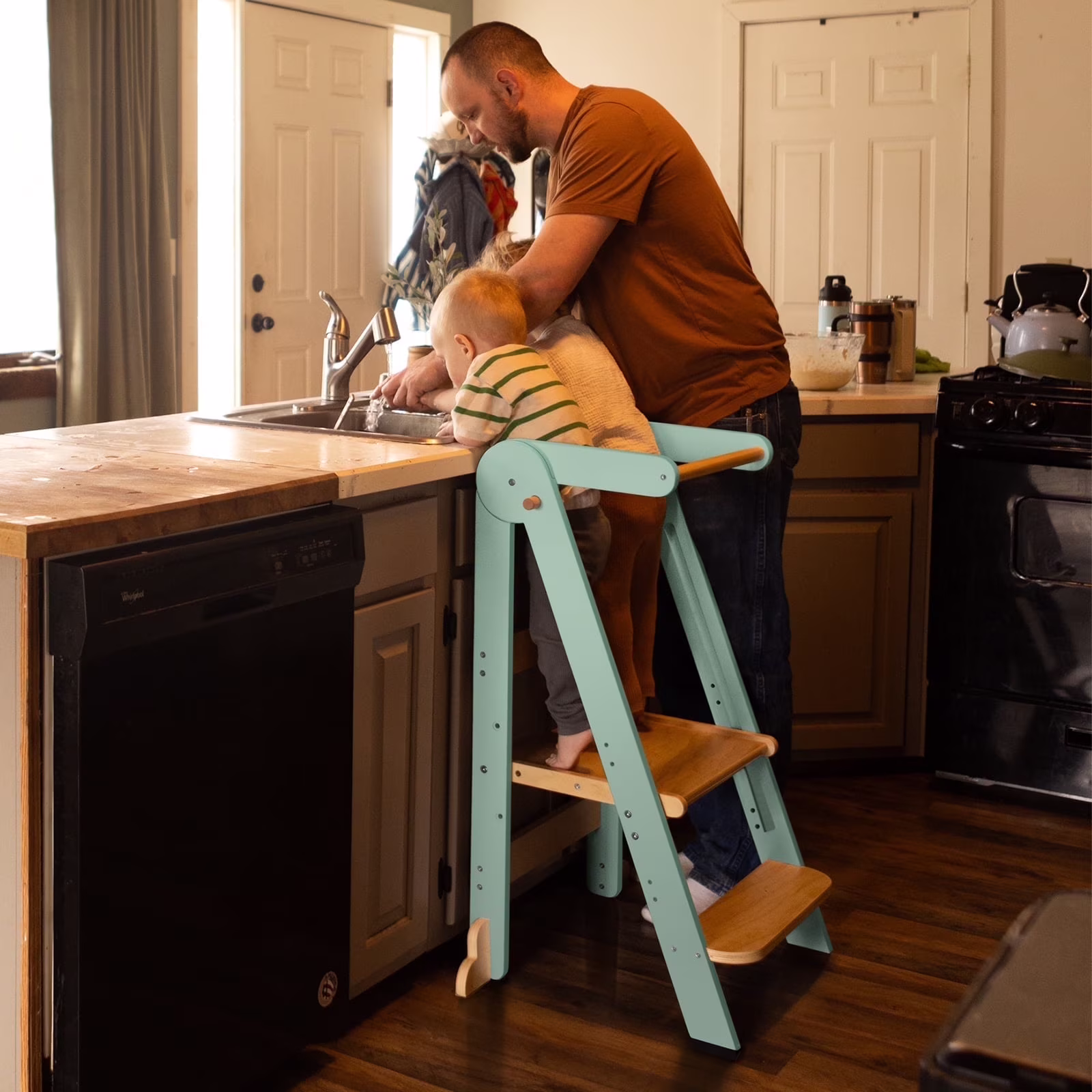 Foldable Toddler Kitchen Tower, Standing Tower for Kids Age 1.5-6 Years, White(White) - Image 5