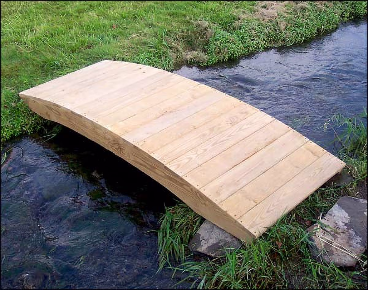 4' Treated Pine Fiore Plank Garden Bridge