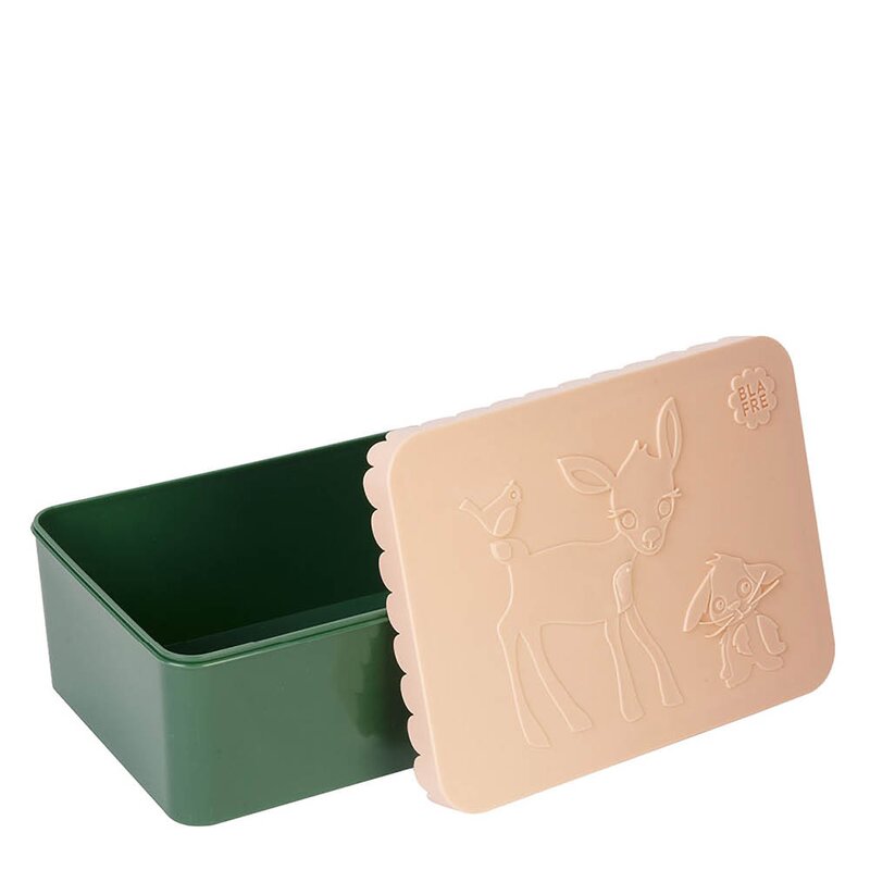 Matboks i plast ett rom 6x11x14 cm Rådyr fersken/mørk grønn