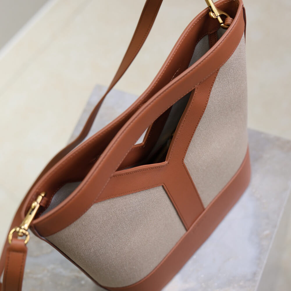 YSL Y small bucket in canvas and leather(HIGH-END GRADE)