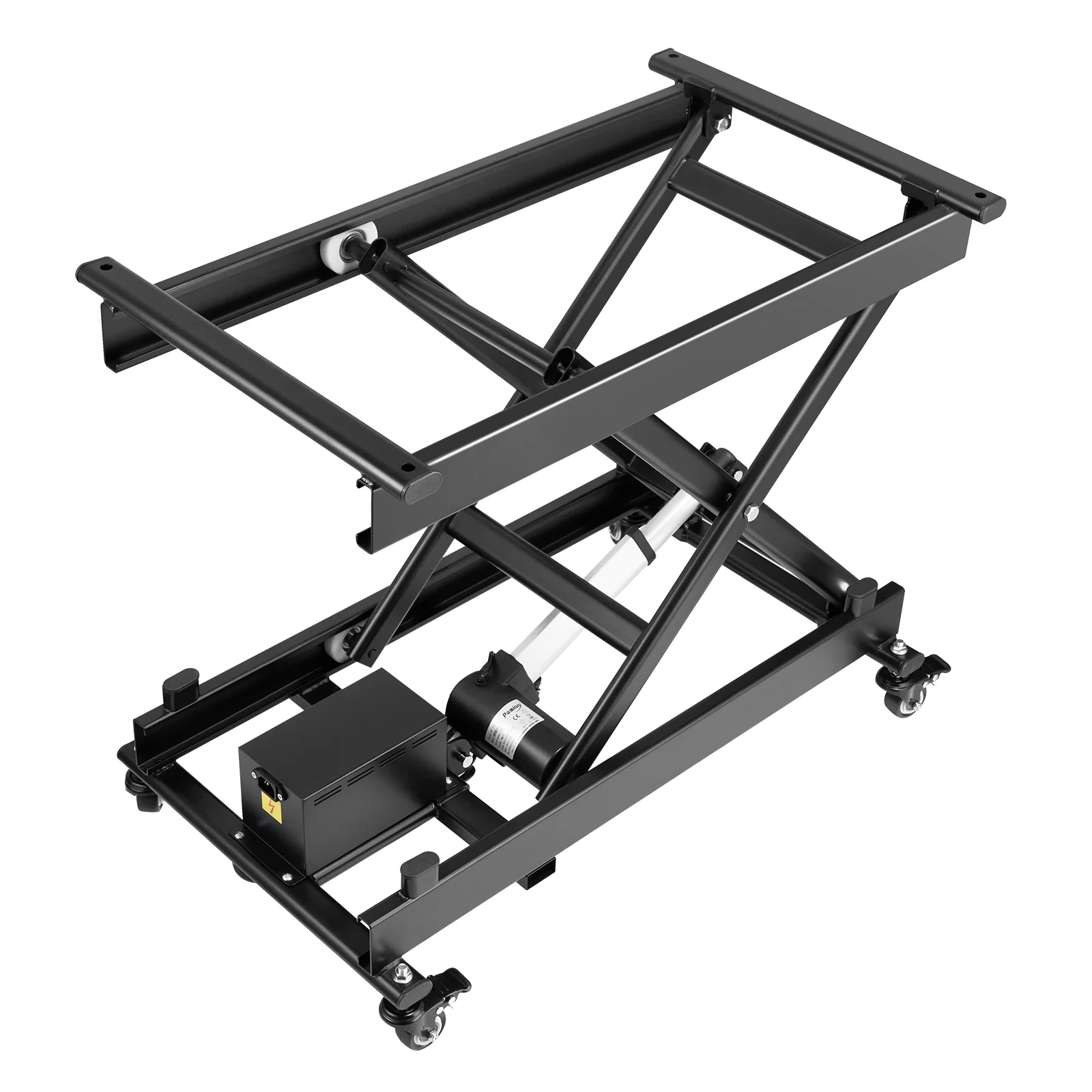 Electric Lift Table, 330 lbs Capacity Single Scissor Lift Table, 8 28 in Height Adjustable Lifting Platform, Coffee Table lift with 4 Wheels, for Material Handling and Transportation, Black - Image 9
