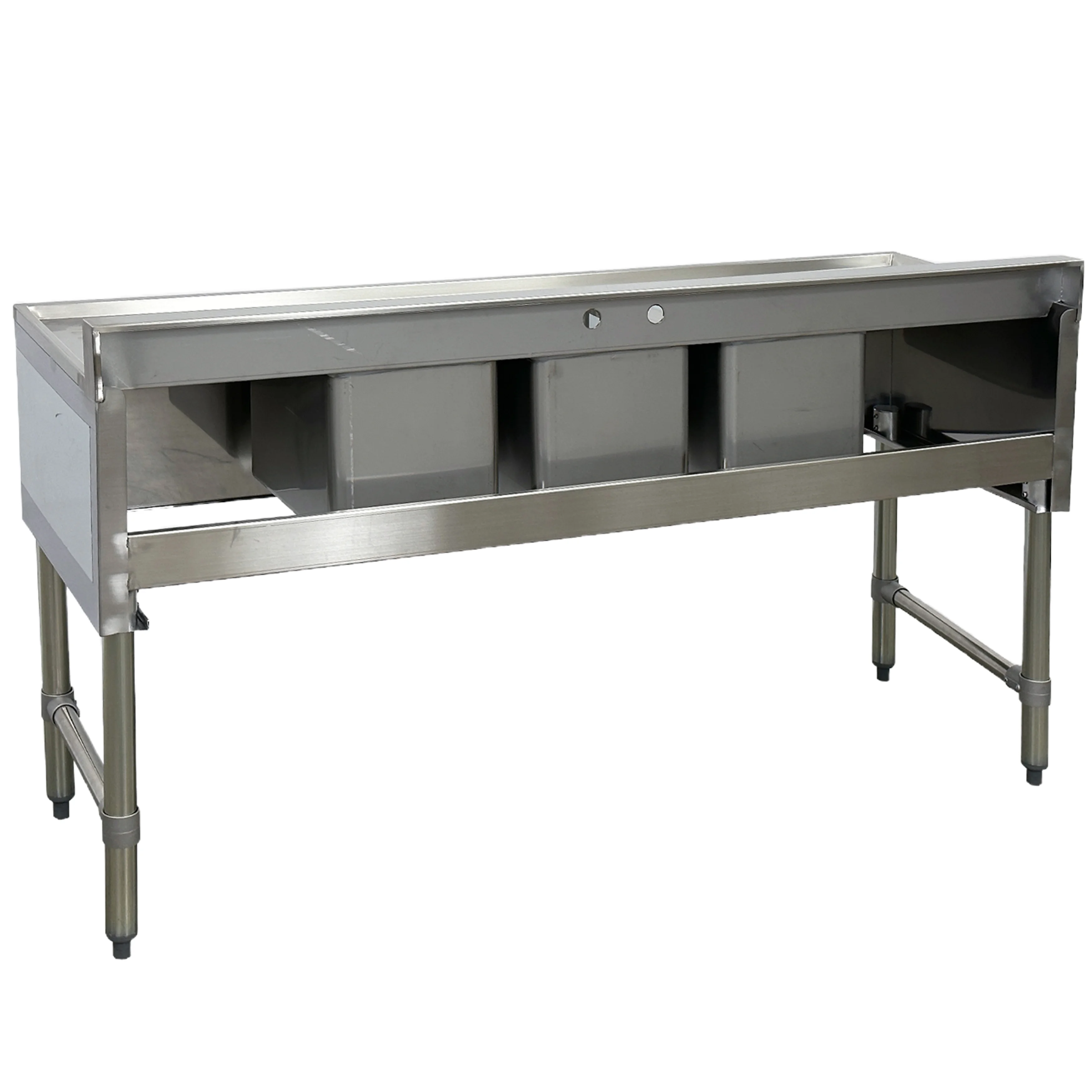 60 In. 3 Compartment Bar Sink with Faucet, NSF Commercial Sink with Drainboard 20 Gauge, Freestanding Stainless Steel Sink