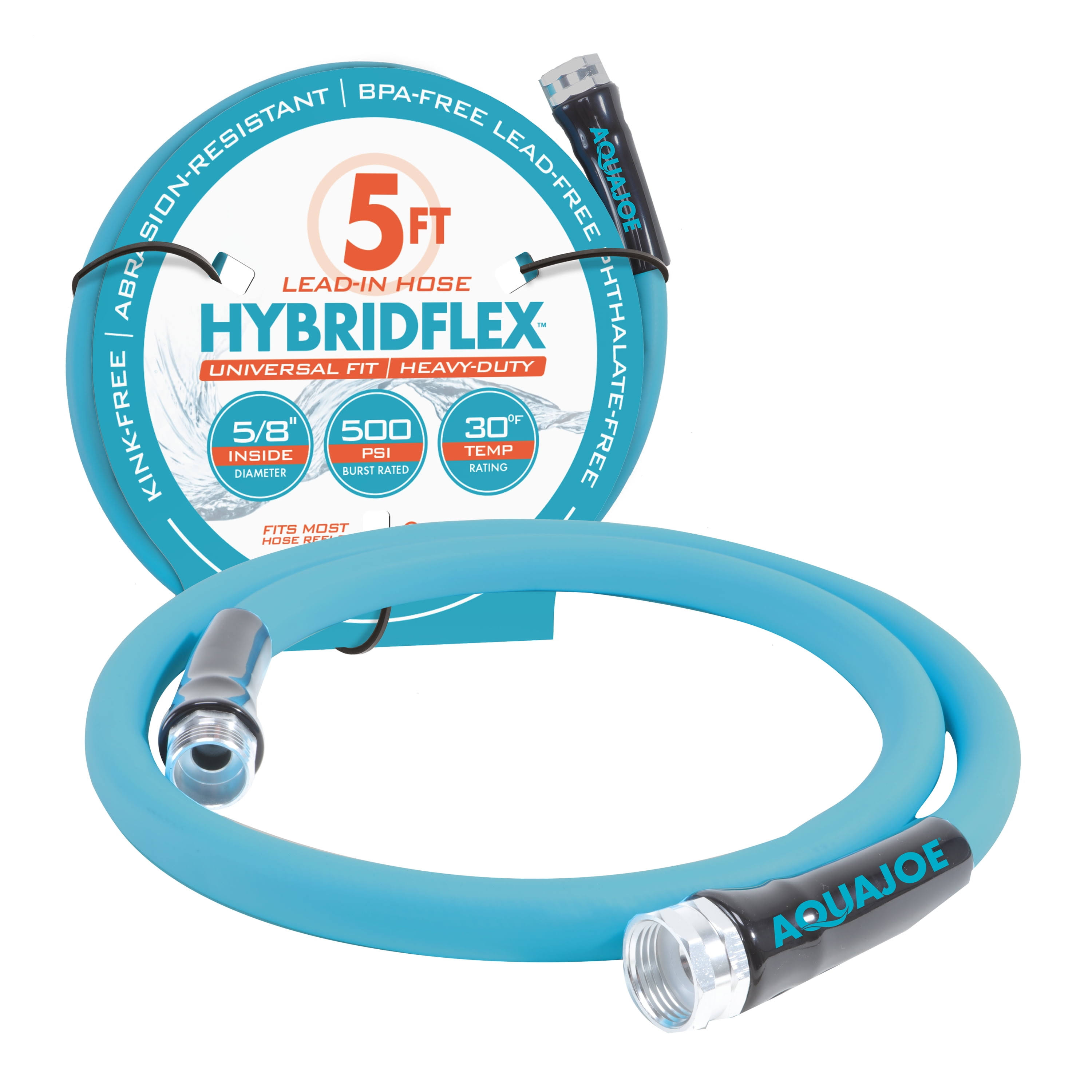 Aqua Joe AJPGH05-PRO 5-Foot x 5/8-Inch Garden Lead-In Hose, HybridFlex