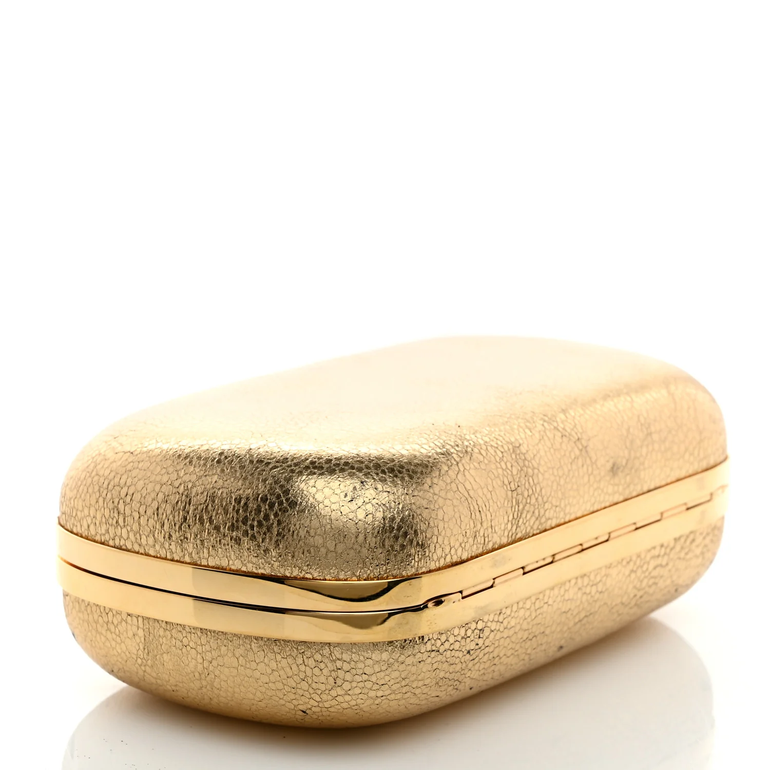 Metallic Nappa Skull Box Clutch Gold