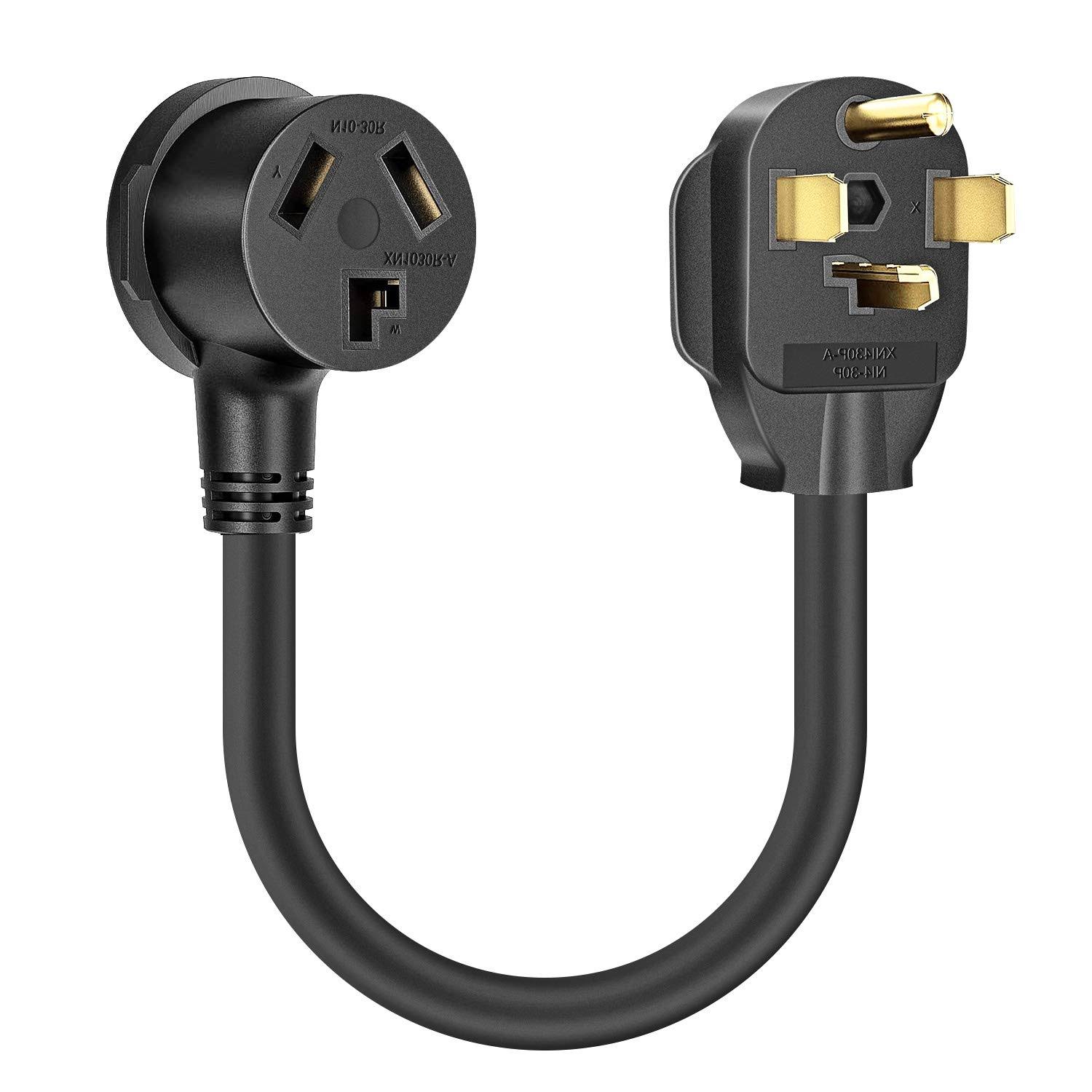 GEOOXY Dryer Outlet Adapter, Dryer Plug Cord NEMA 14-30P Male to 10-30R Female, 3 Prong to 4 Prong Dryer Plug Converter
