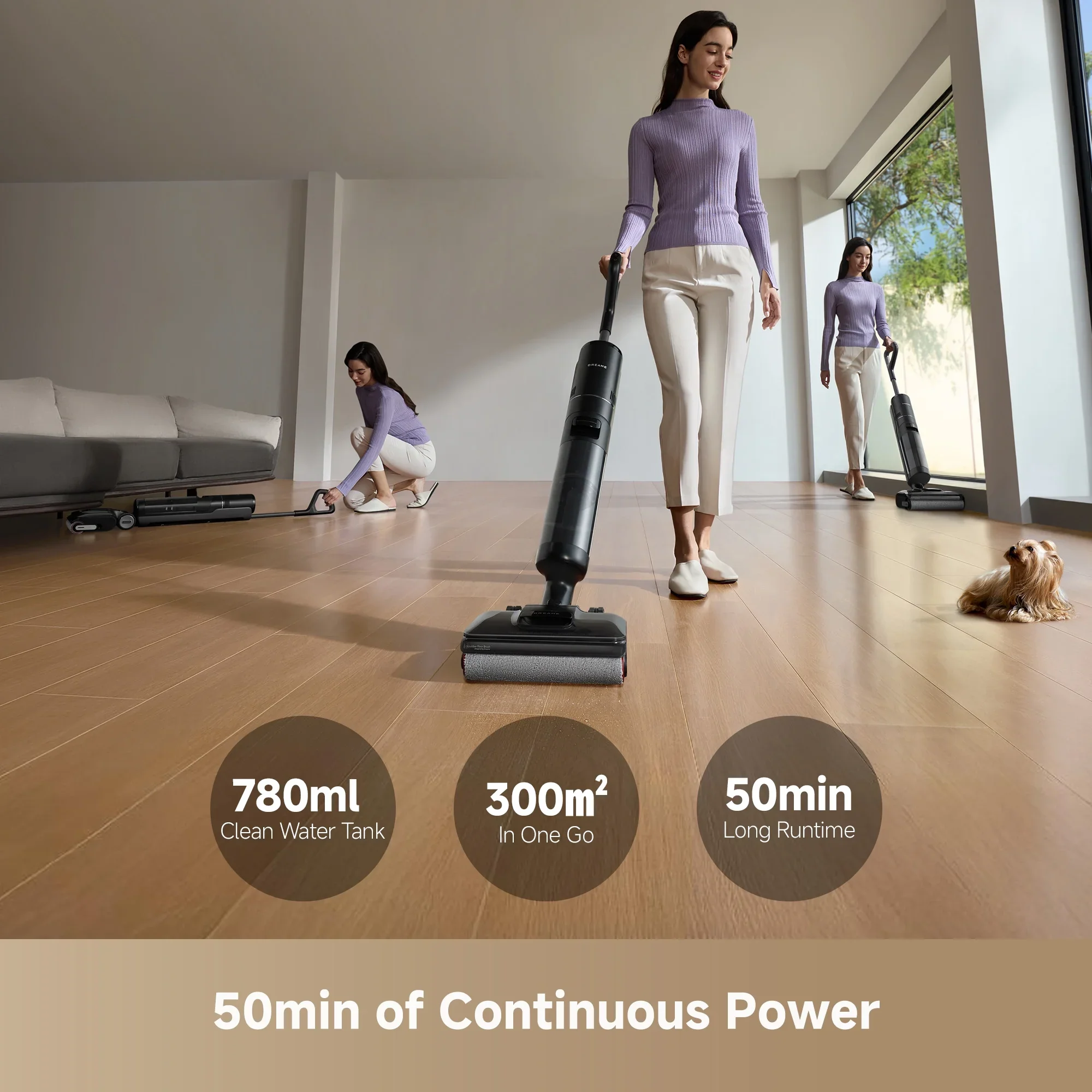 Dreame Cordless Wet/Dry Vacuum Cleaner, Dual-Edge Brushes, 600ml water tank, Self-Propulsion, K20