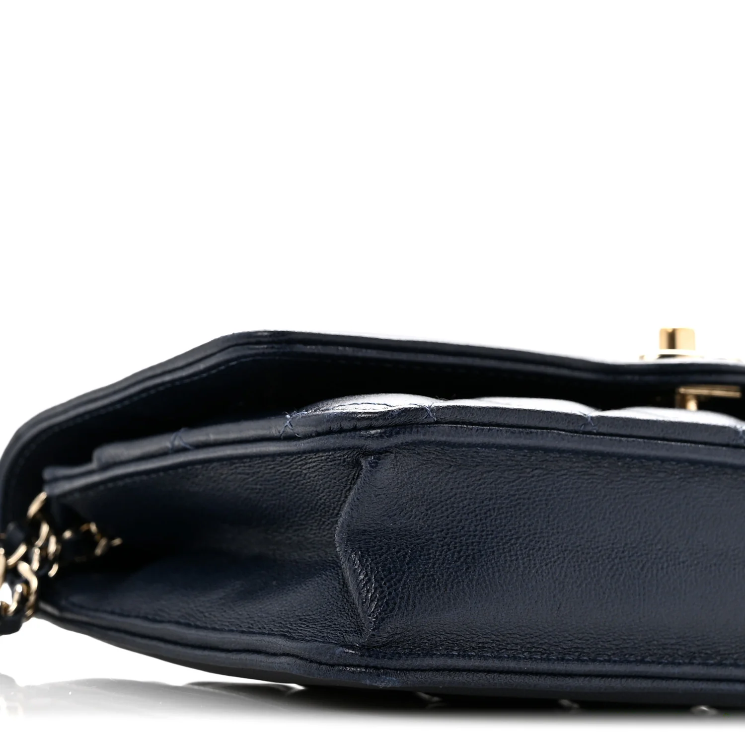 Lambskin Quilted Hold The Line Wallet On Chain WOC Dark Blue