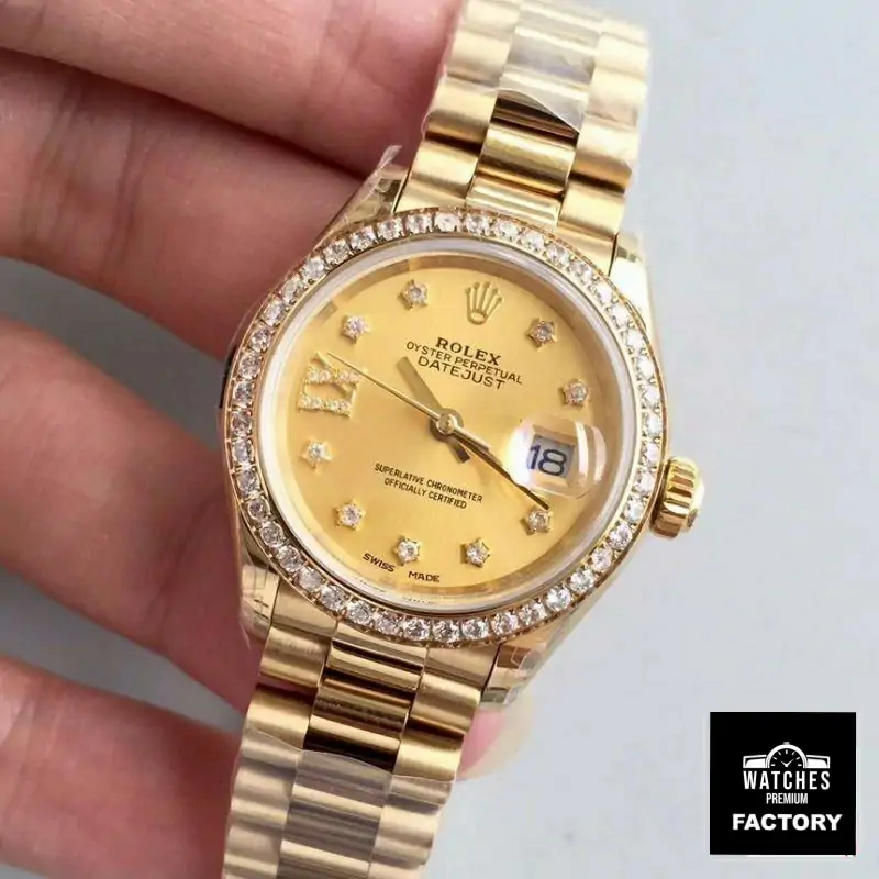 Rolex Lady Datejust 279138RBR 28MM Yellow Gold Champagne Dial