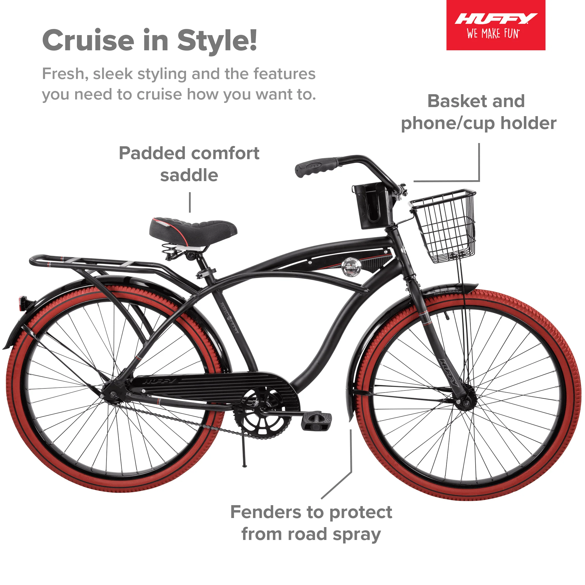 Huffy 26�?nel Lusso Men'S Cruiser Bike, Matte Black