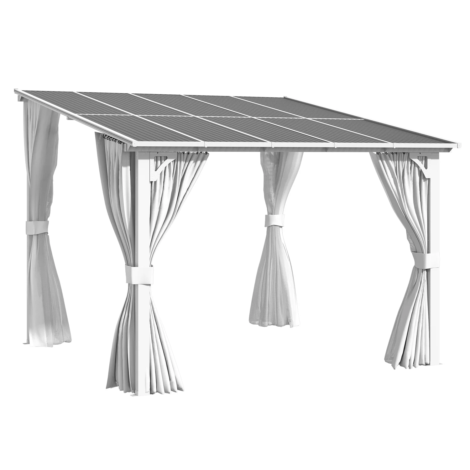 AECOJOY 10'x10' Wall Gazebo with Curtains and Mosquito Netting, White