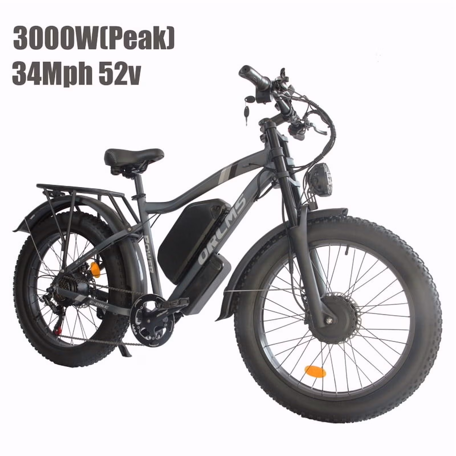 3000W(Peak)Motor 190NM Electric Bike MX500 for Adults,with 52V25Ah Battery e bicycles,24" Fat Tire All-Terrain Electric Bicycle for Adult, Max 37MPH Ebike,7-Speed UL2849(gold) - Image 3