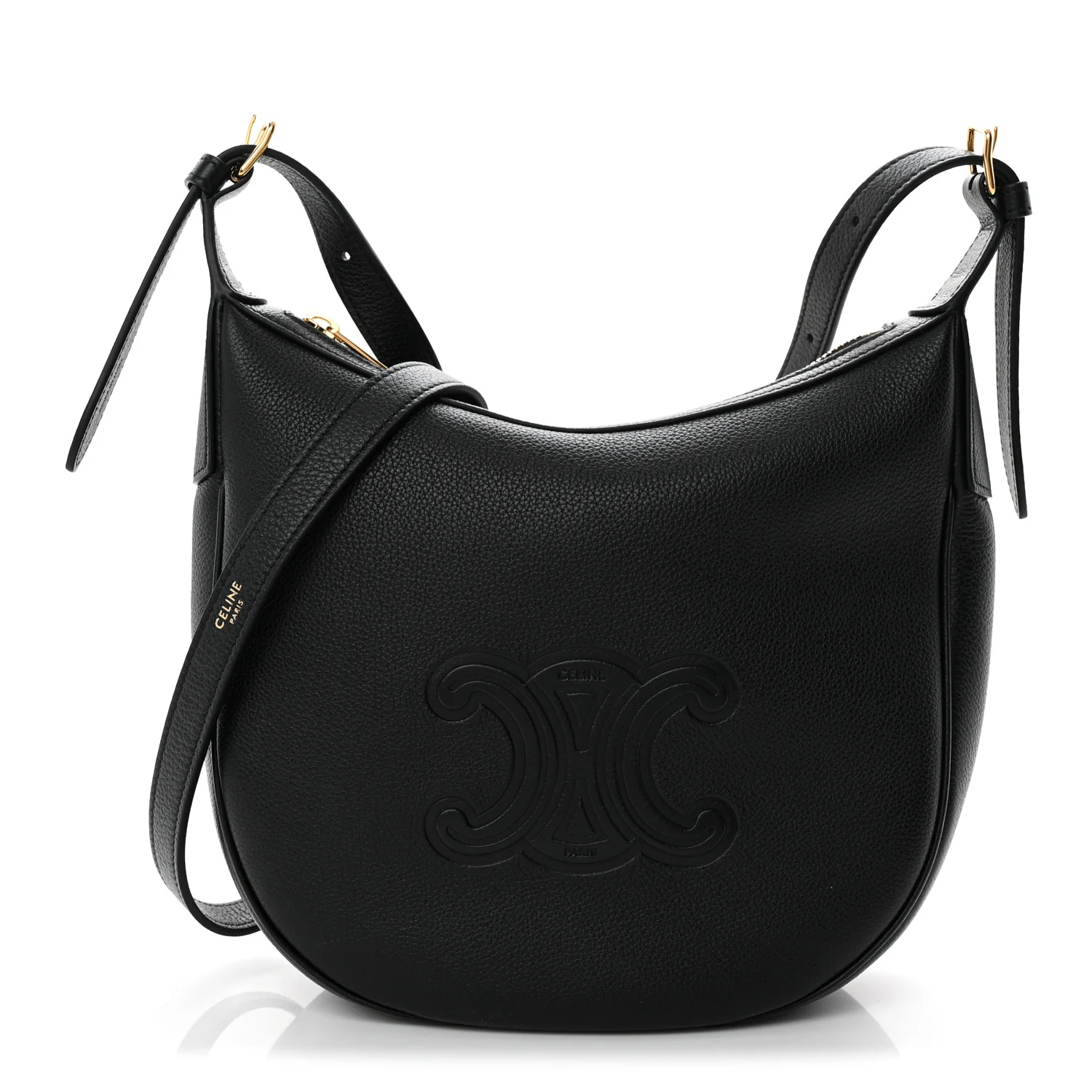 Supple Calfskin Cuir Triomphe Small Heloise Shoulder Bag Black