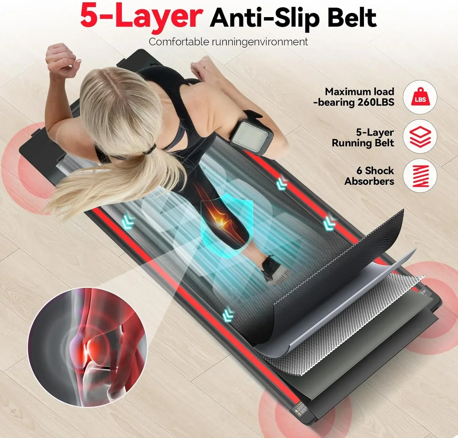 Tapis de marche vibrant Sperax avec application 3 en 1, tapis de marche sous bureau