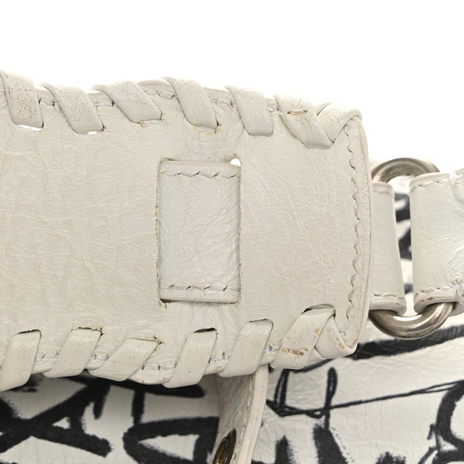 Agneau Arena Graffiti Le Cagole Shoulder Bag XS White Black