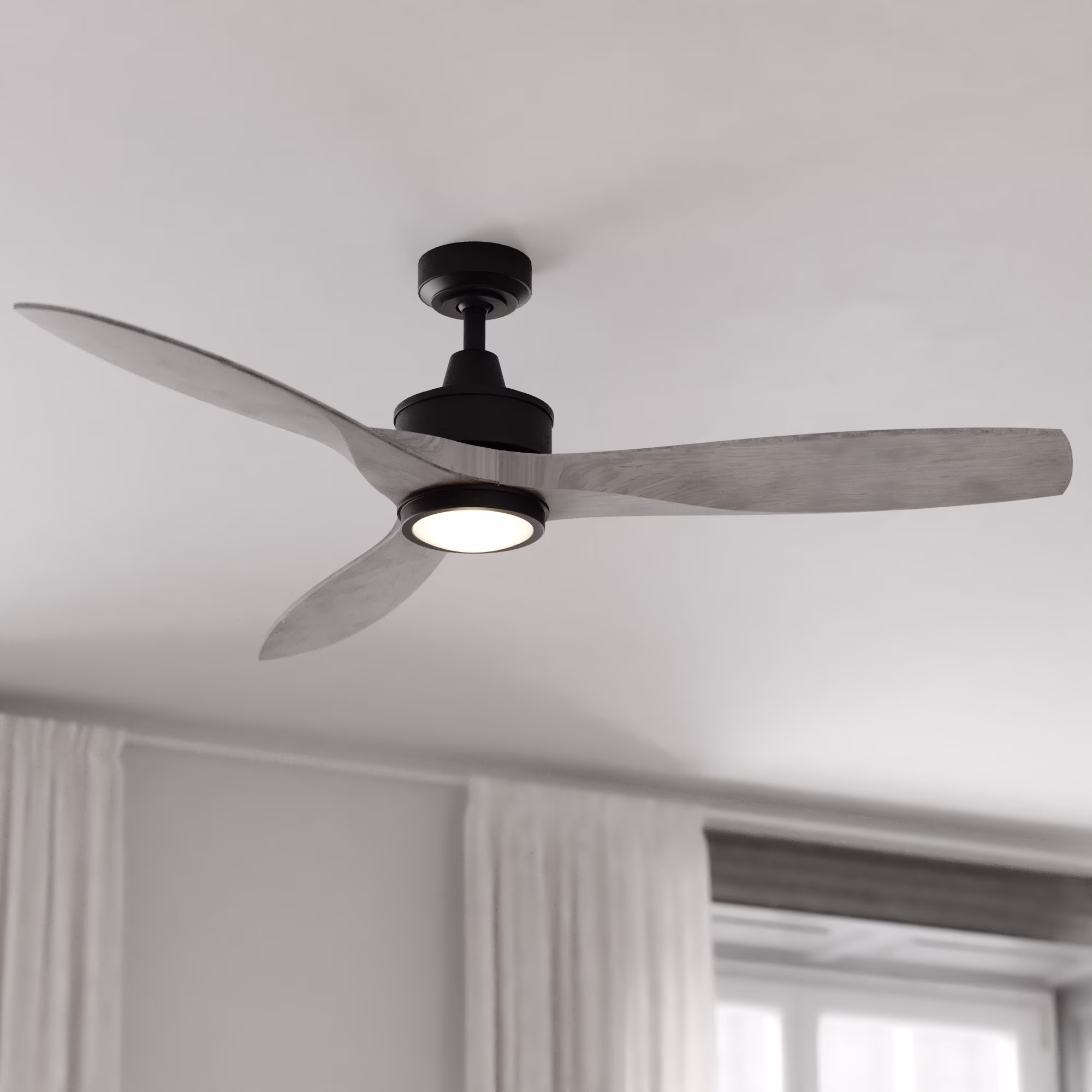 Curtiss Satin Brass Mid-Century Modern MCM Wood Propeller Ceiling Fan with LED Light Kit and Remote(Satin Brass) - Image 5