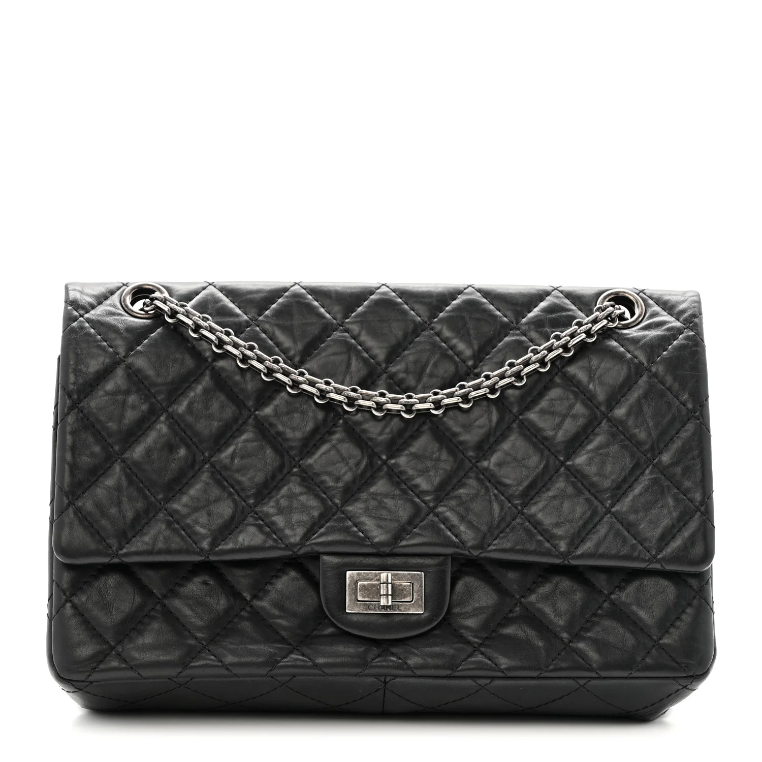 Aged Calfskin Quilted 2.55 Reissue 226 Flap Black