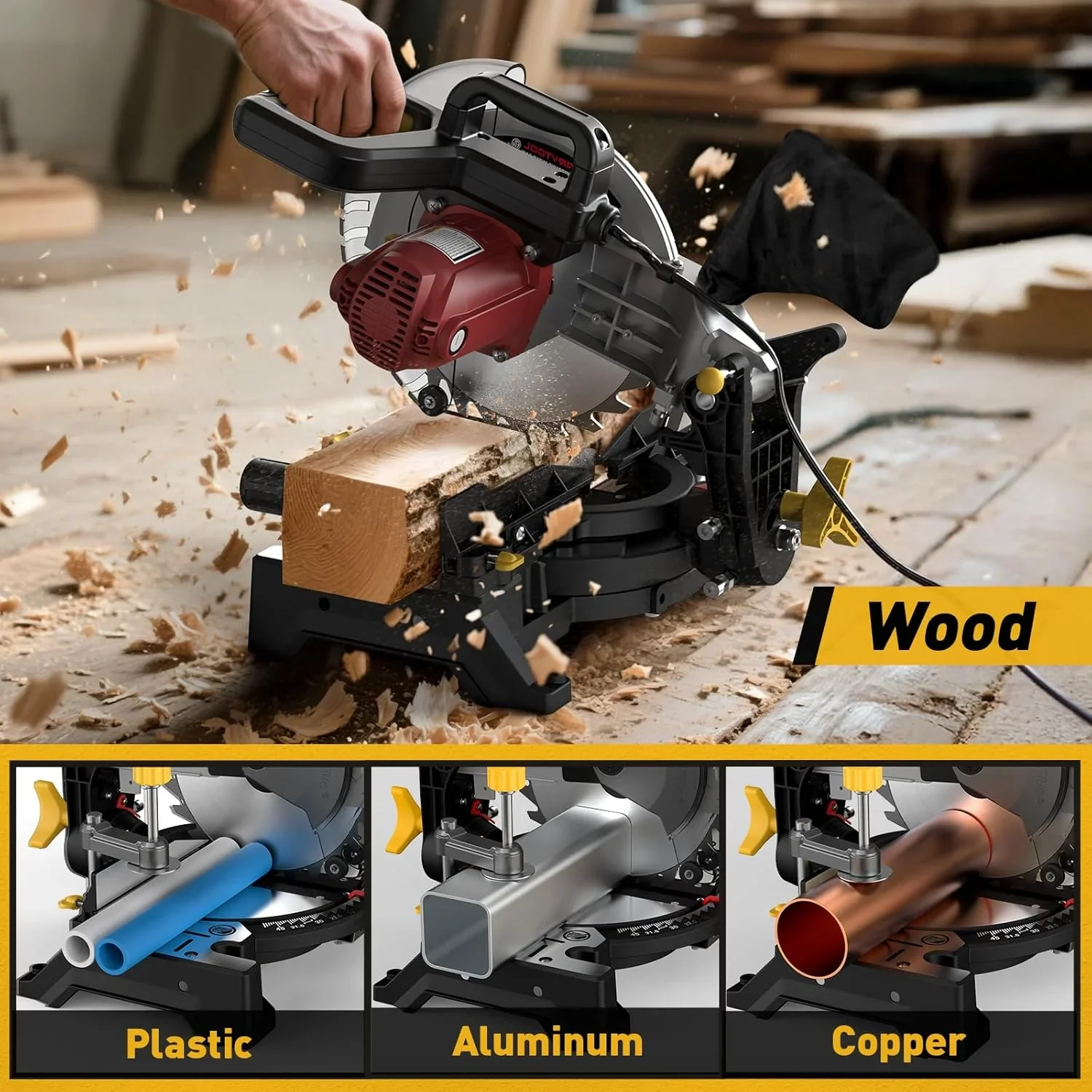 10-inch Compound Miter Saw 15 Amp Single Bevel 0-45�� with 36T Blade Power Saw