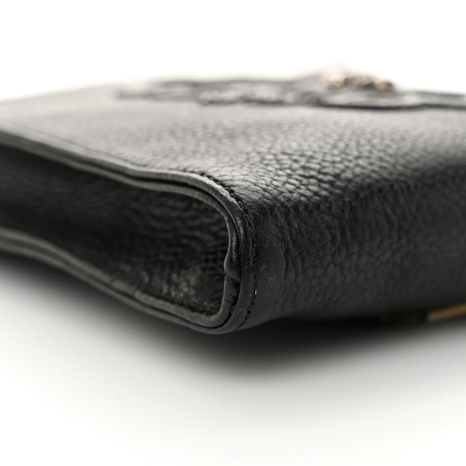 Grained Calfskin Fleur De Lis Square Pocket Crossbody Black