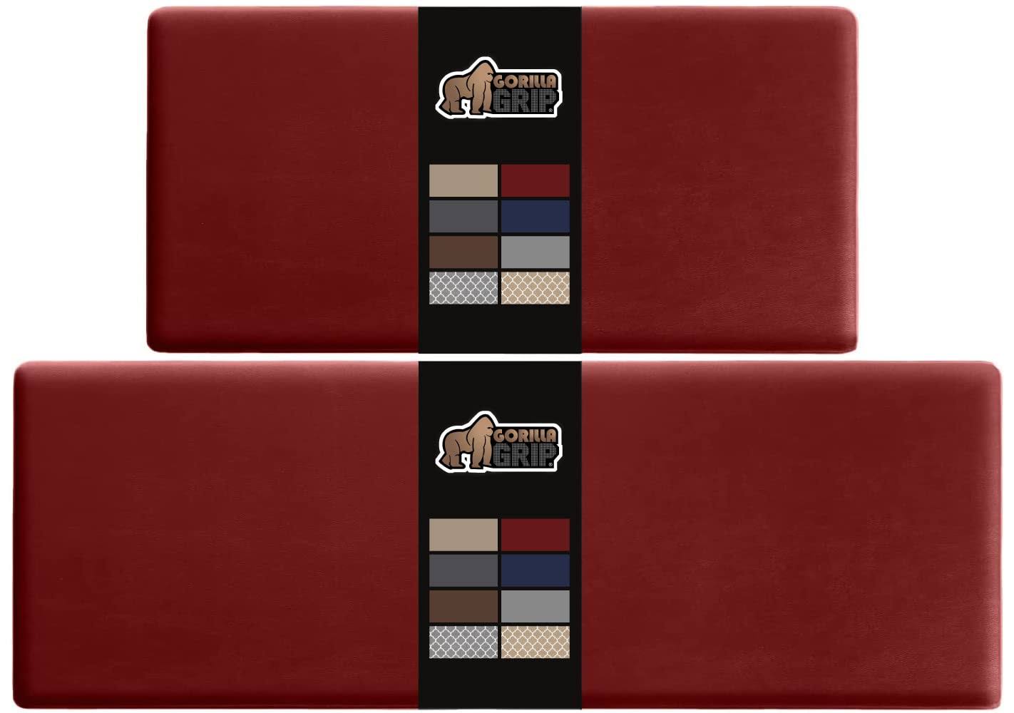 Gorilla Grip Set of 2 Anti Fatigue Cushioned Waterproof, Stain and Scratch Resistant Kitchen Floor Mats, Ergonomic Standing Office Desk Mat,
