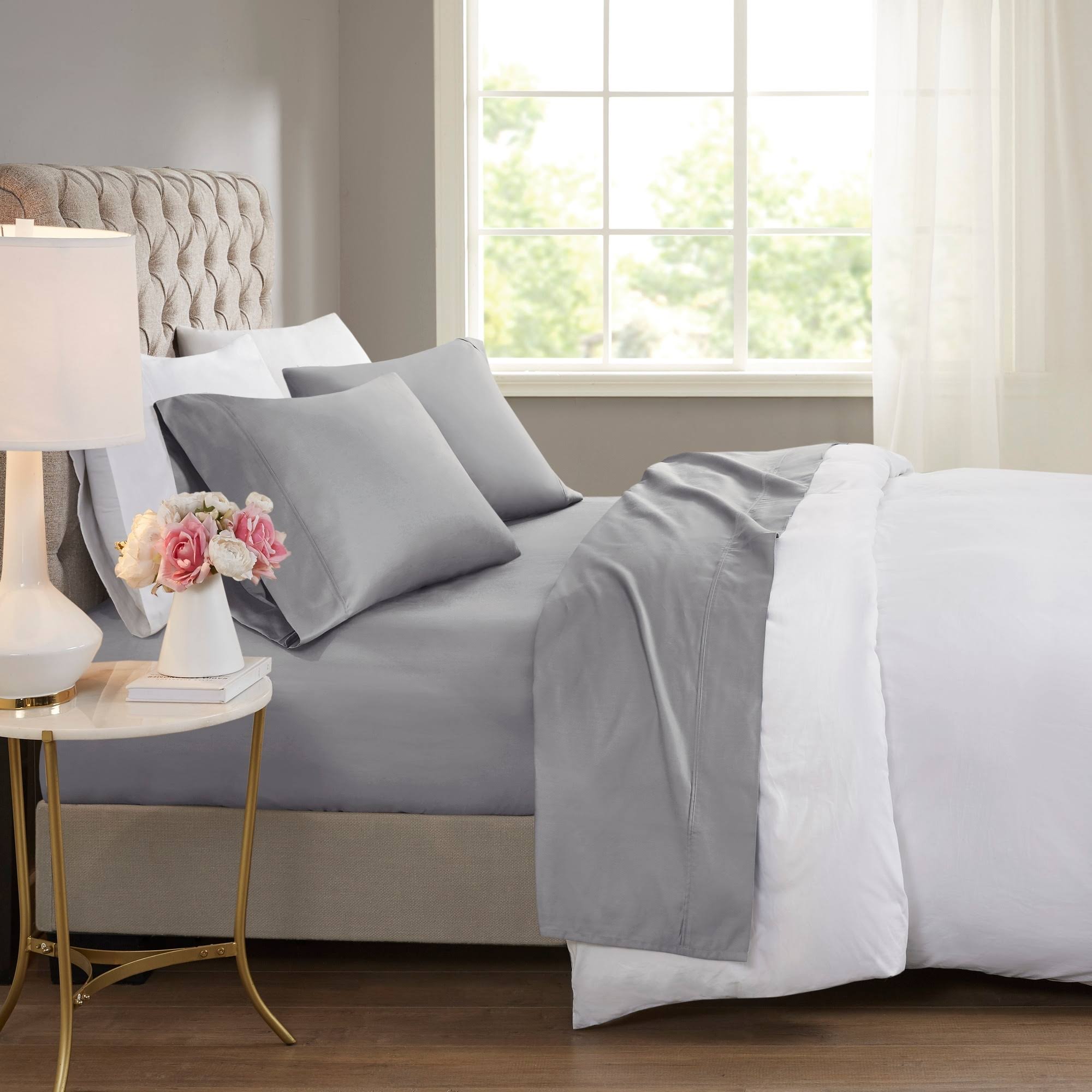 Beautyrest 600 Thread Count Cooling Cotton Sheet Set - Grey - Queen