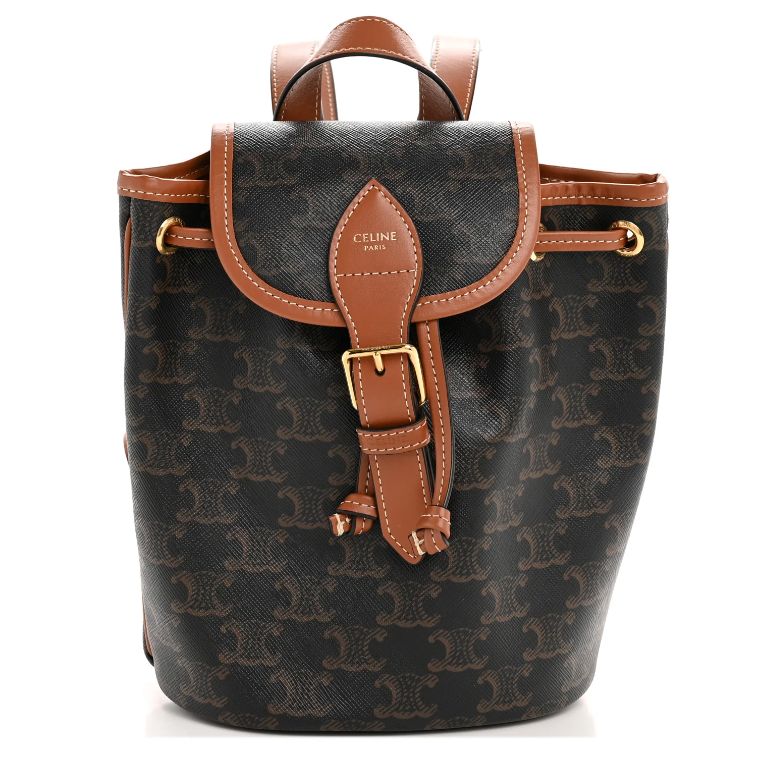 Triomphe Canvas Calfskin Mini Folco Backpack Tan