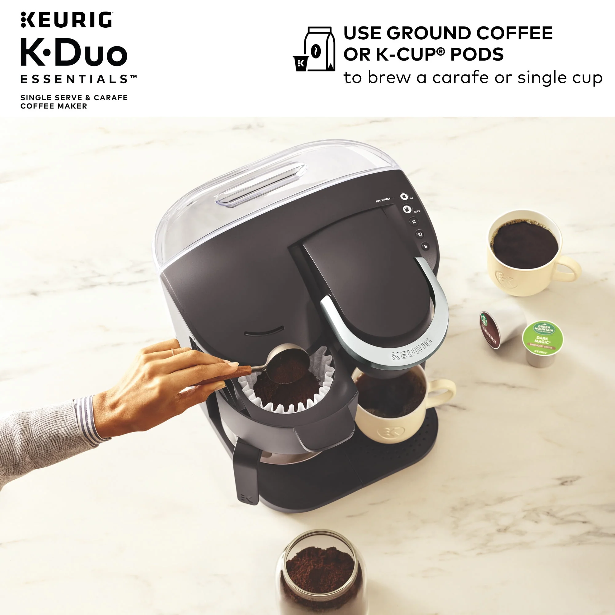 Keurig K - Duo Essentials Black Single - Serve K - Cup Pod Coffee Maker, Black
