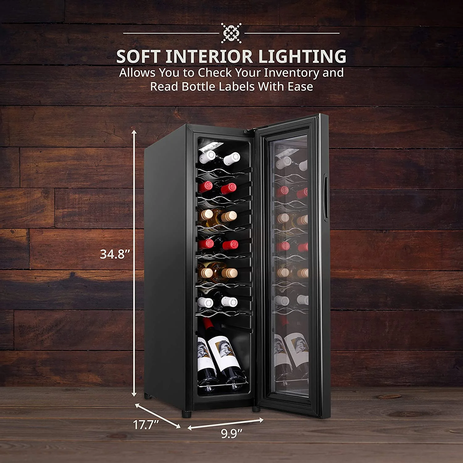Ivation 14 - Bottle Wine Cooler, Freestanding Beverage Cooler with Lock, Black