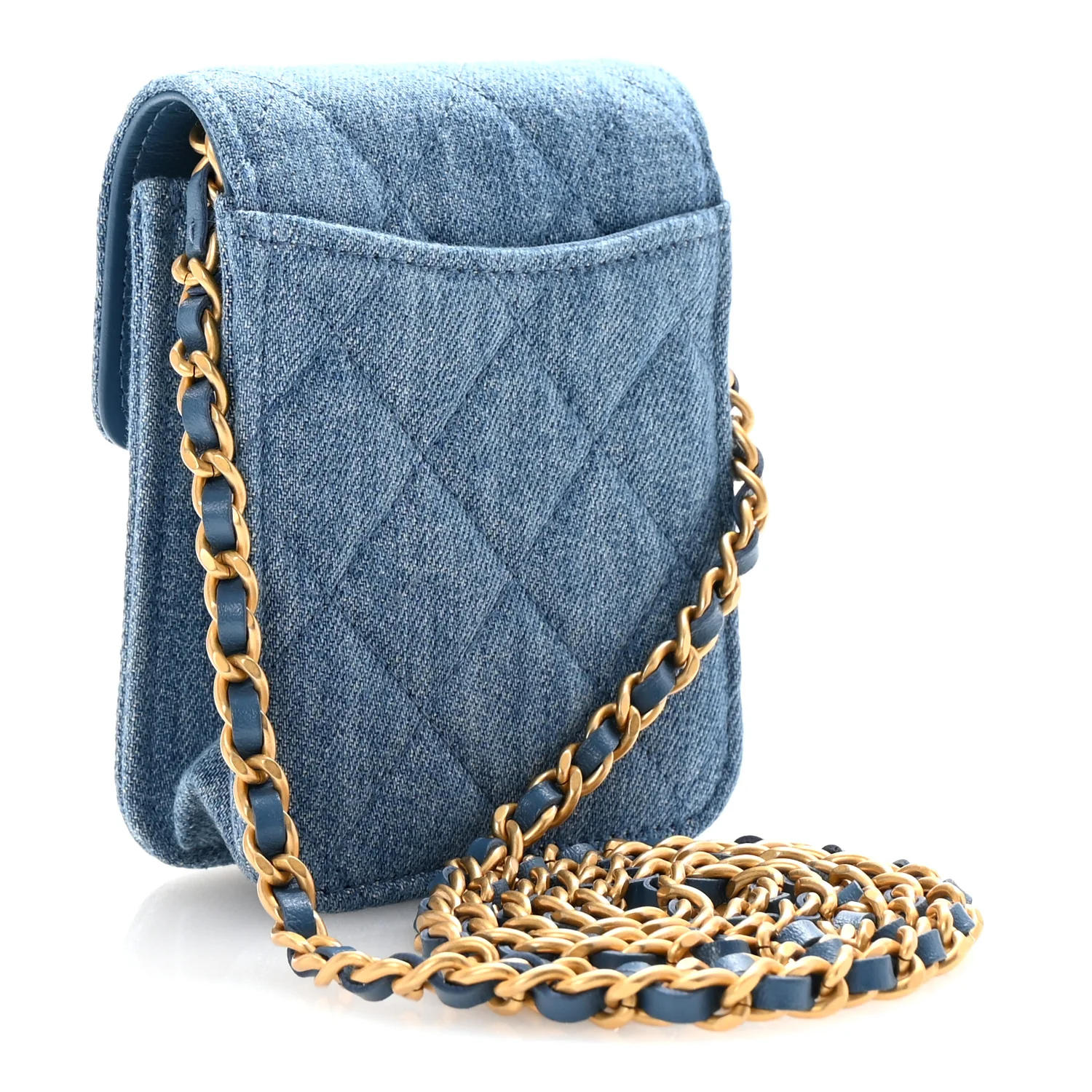 Denim Quilted Flap Mini Crossbody Blue
