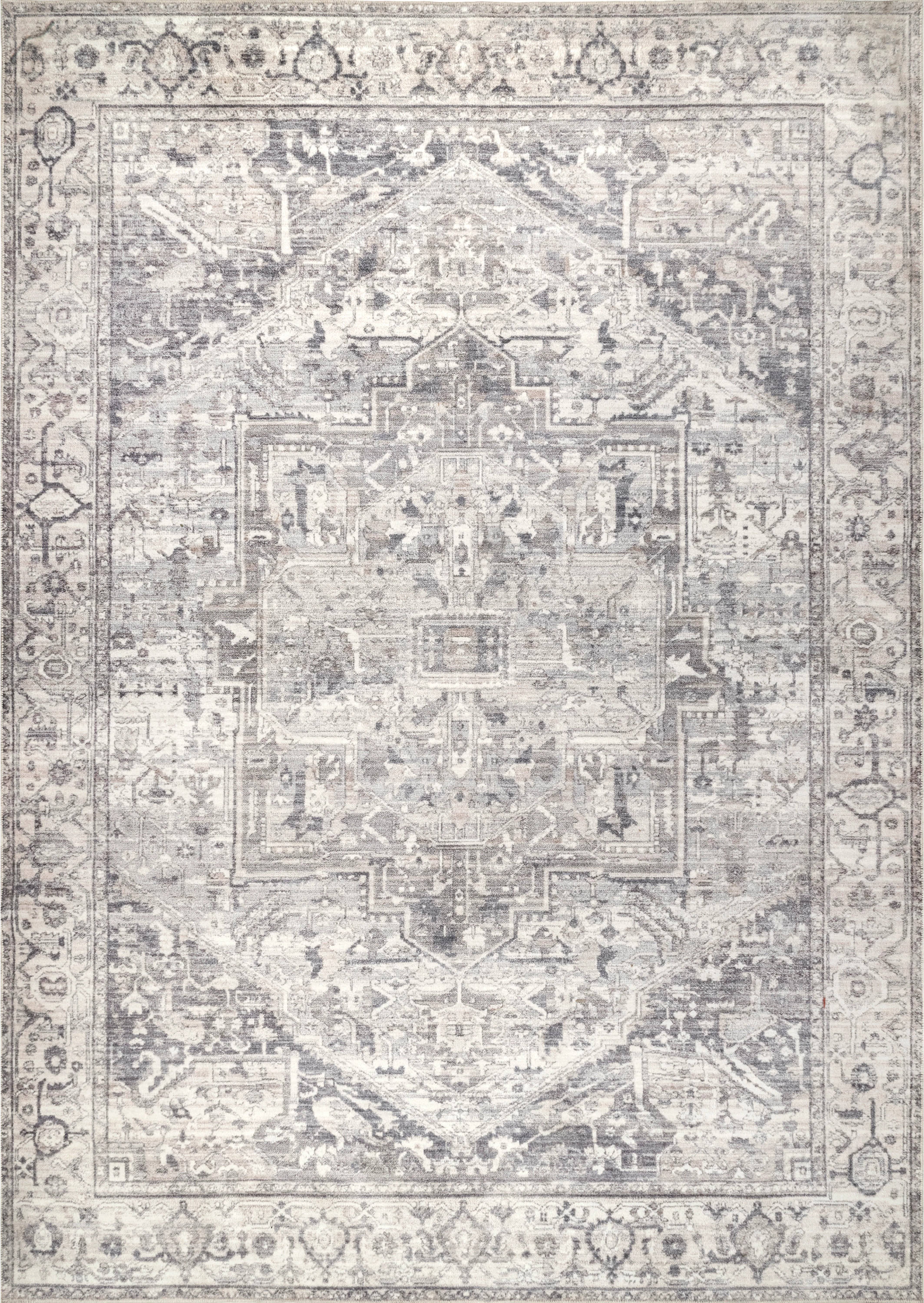 nuLOOM Brielle Machine Washable Vintage Medallion Area Rug - Gray - 2x3 Feet