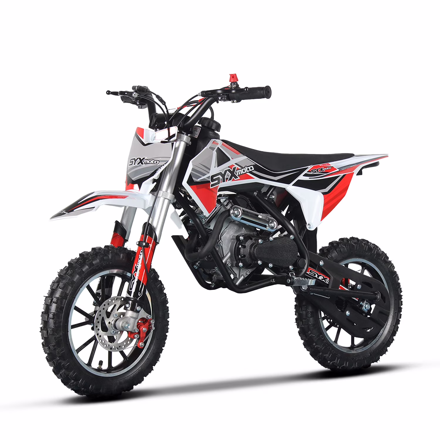 58cc Kids Mini Dirt Bike 4-Stroke Gas Pit Bike, Pull Start, Off-Road Bike for Boys Girls, Red/White(Red/White)